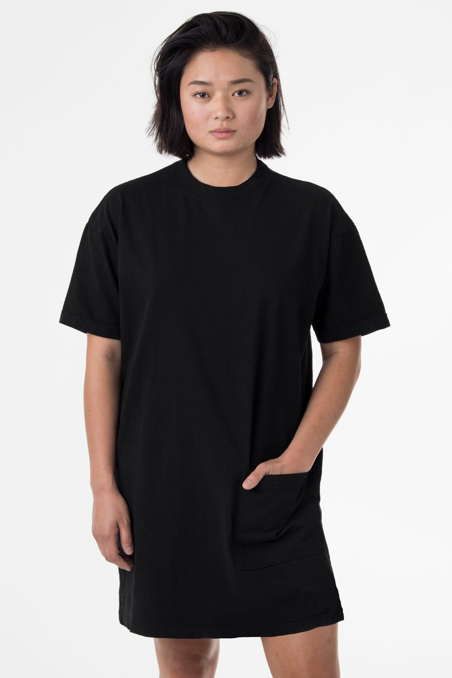 1431GD - Garment Dye Oversized T-shirt Dress, Black / M/L 1431GD - Garment Dye Oversized T-shirt Dress, Black / M/L