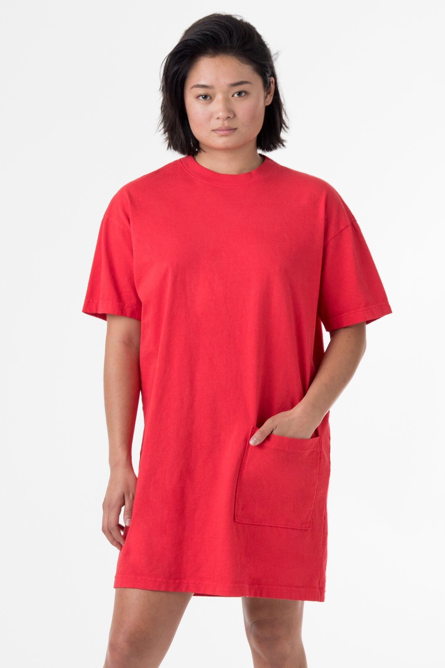 1431GD - Garment Dye Oversized T-shirt Dress, Tomato / XS/S 1431GD - Garment Dye Oversized T-shirt Dress, Tomato / XS/S