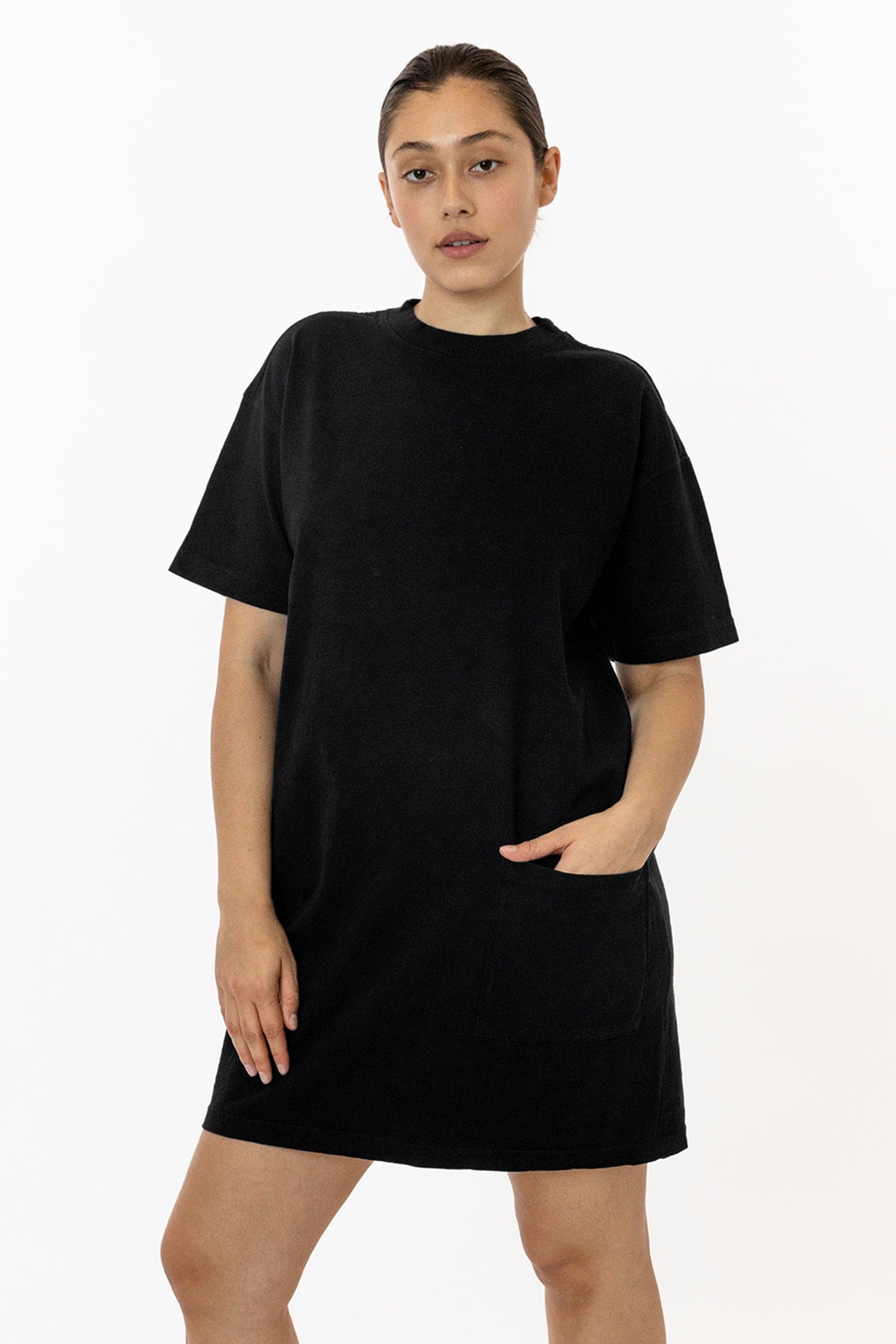 1431GD - Garment Dye Oversized T-Shirt Dress, Black / M/L 1431GD - Garment Dye Oversized T-Shirt Dress, Black / M/L