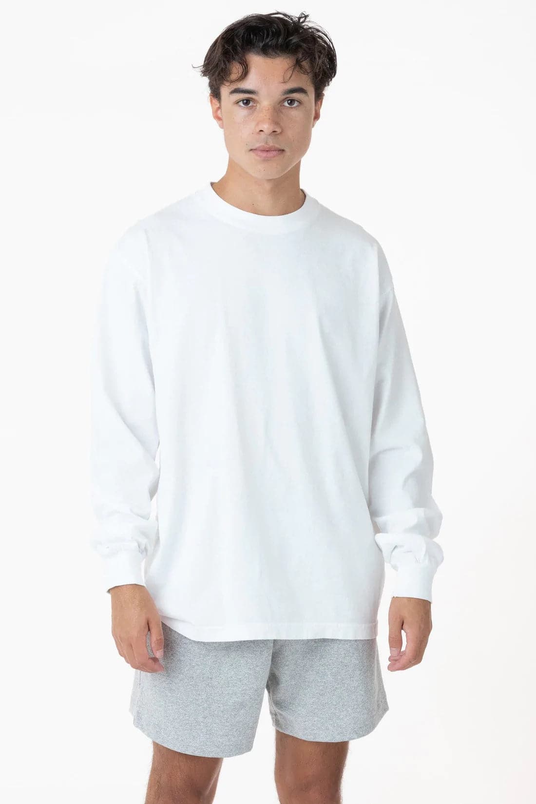 White crew neck hot sale long sleeve t shirt