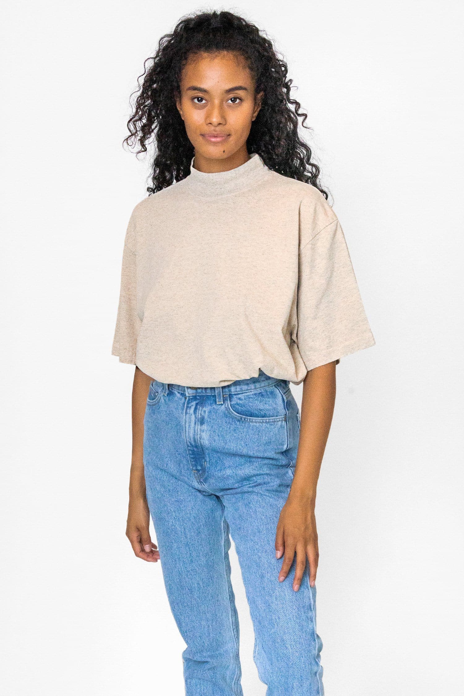 1825GD Mix - Oversized Short High Apparel Mockneck T-shirt Los Angeles Sleeve –