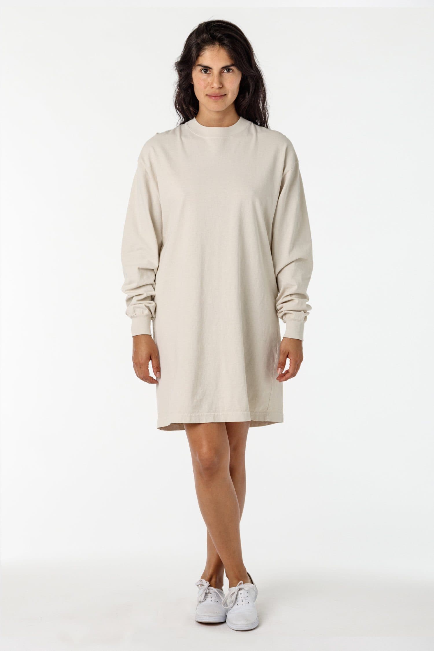 1837GD Long Sleeve Garment Dye Mockneck Dress Los Angeles Apparel