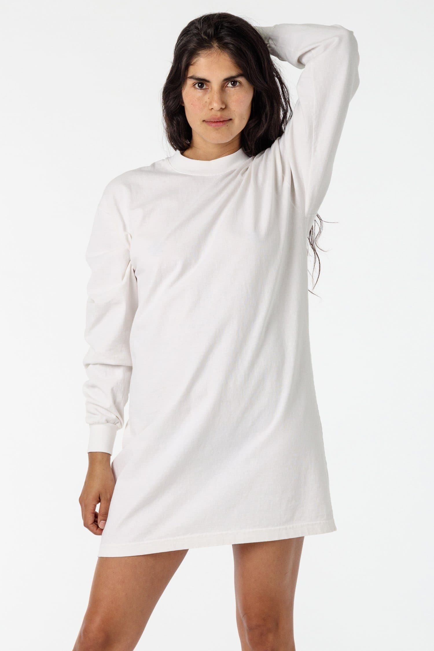 1837GD - Long Sleeve Garment Dye Mockneck Dress, Off-White / M 1837GD - Long Sleeve Garment Dye Mockneck Dress, Off-White / M