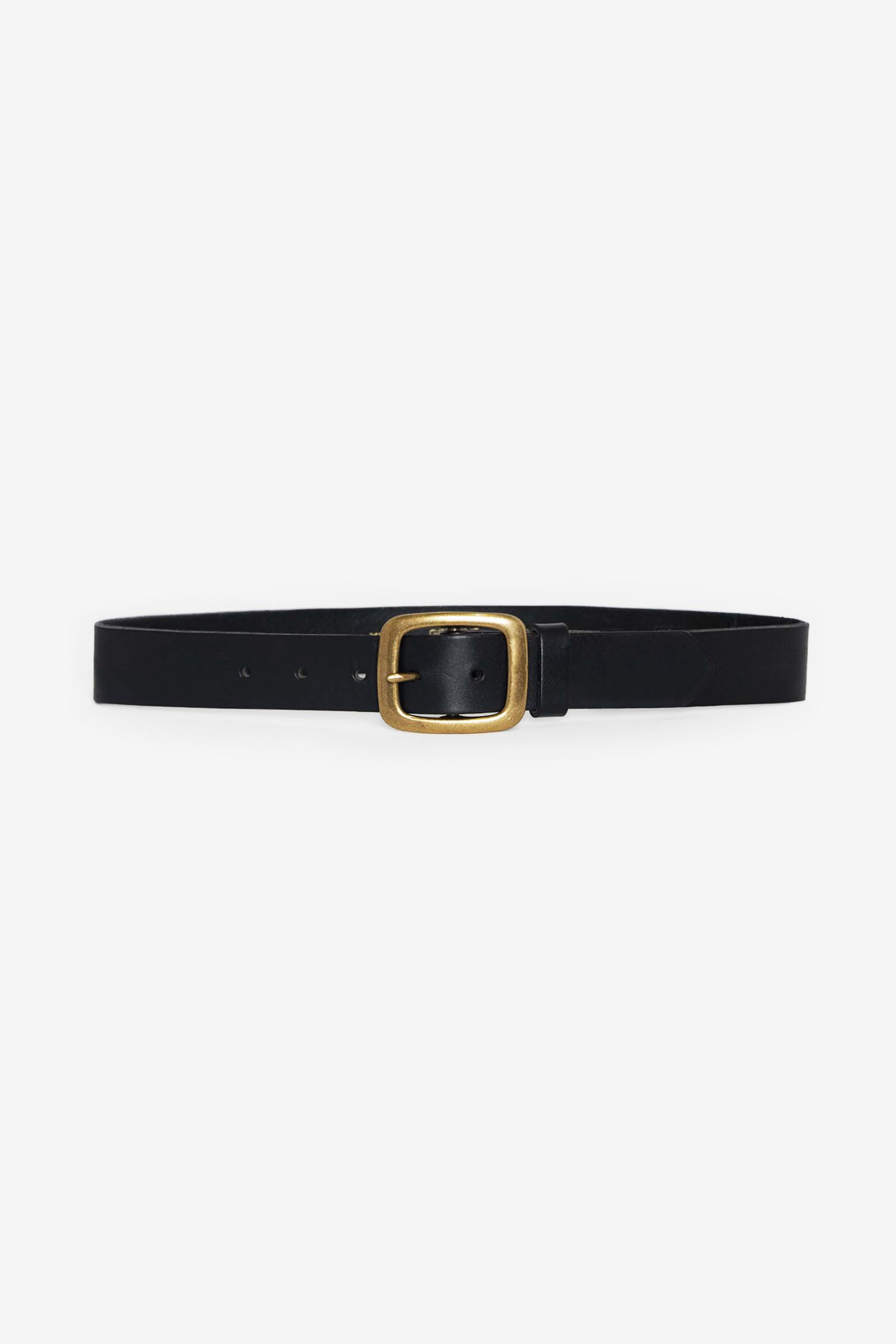 Black Leather Belt Gold Buckle