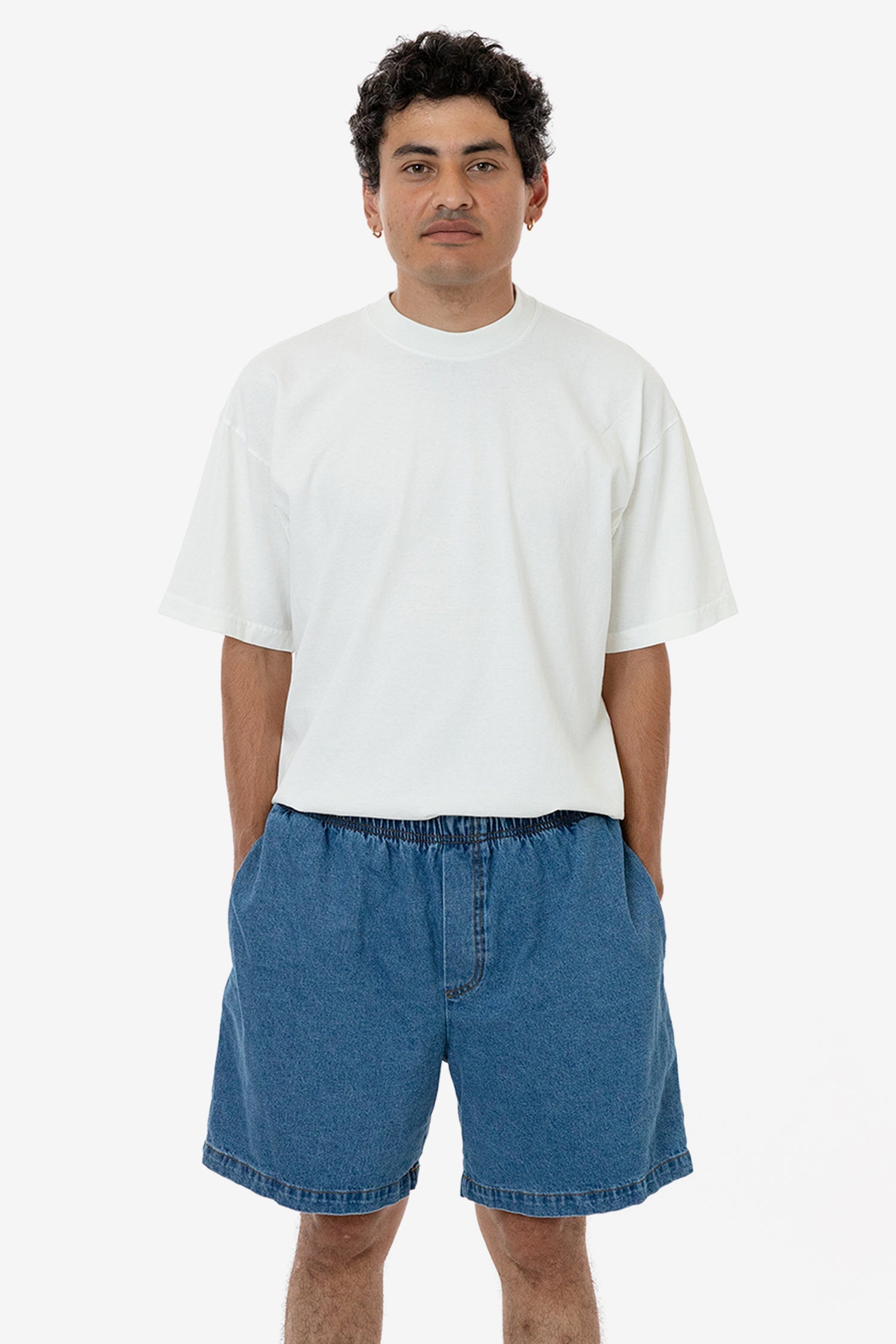 Los Angeles Apparel | Baggy Denim Shorts for Men in Dark Medium Wash