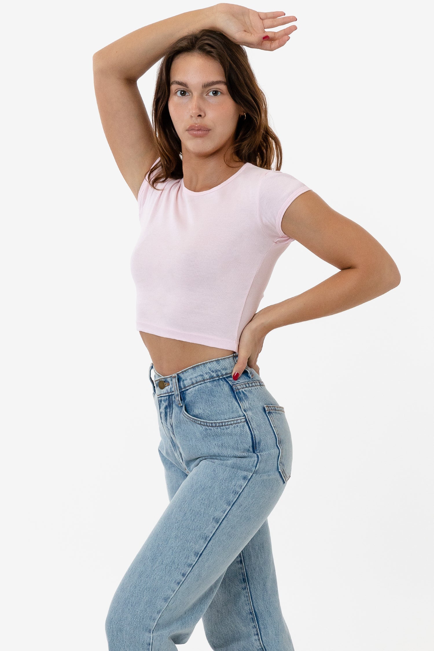 43035 - Cap Sleeve Baby Rib Crop Top – Los Angeles Apparel