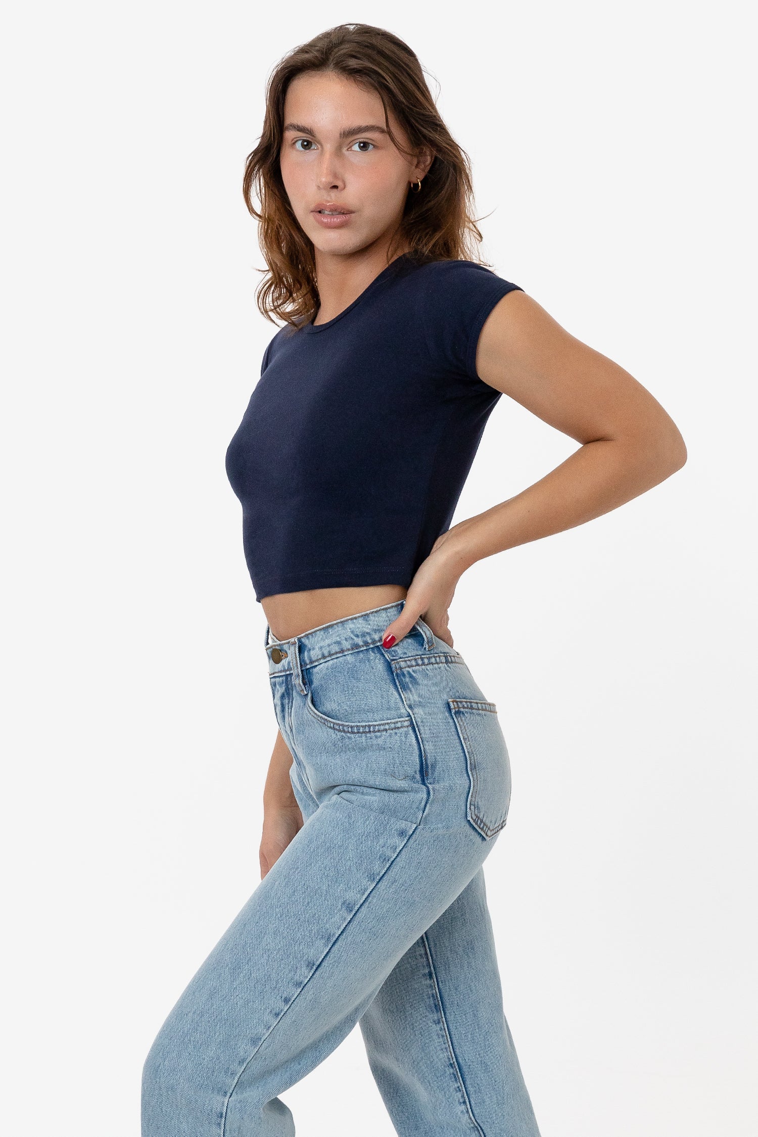 43035 Cap Sleeve Baby Rib Crop Top – Los Angeles Apparel