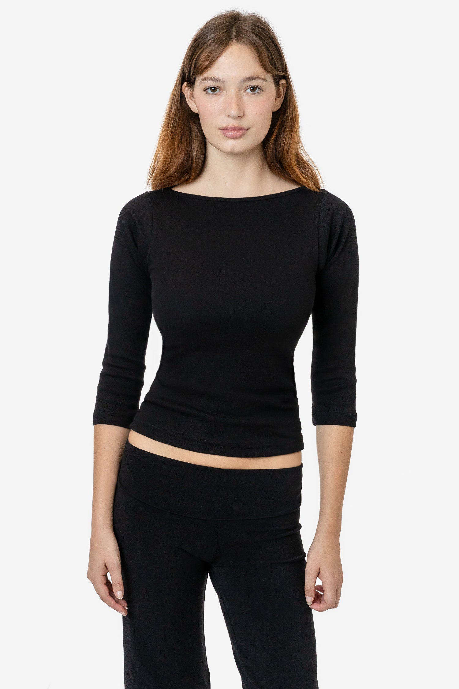 43044 Baby Rib 3/4 Sleeve Boatneck Top – Los Angeles Apparel