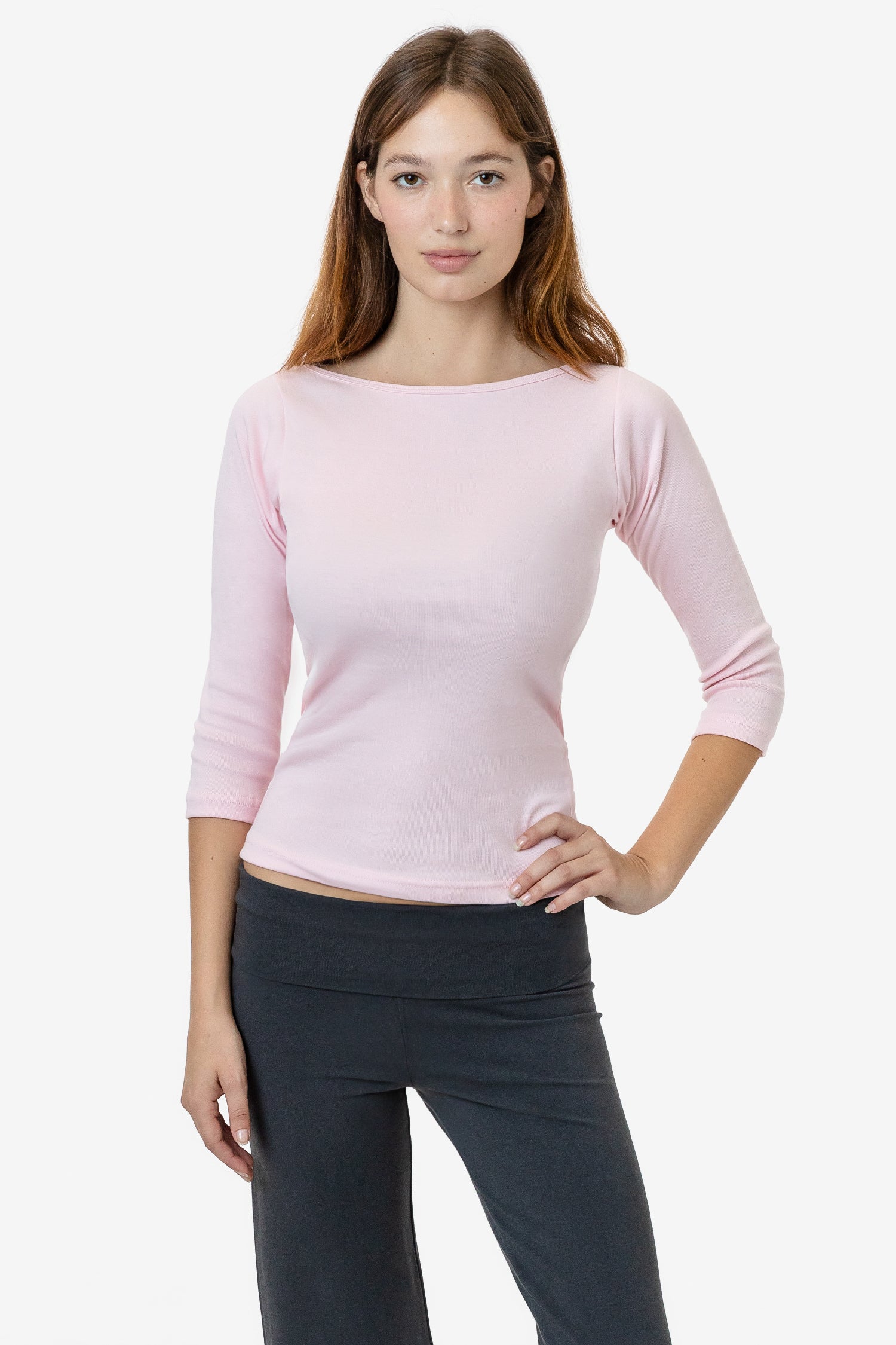 43044 - Baby Rib 3/4 Sleeve Boatneck Top – Los Angeles Apparel