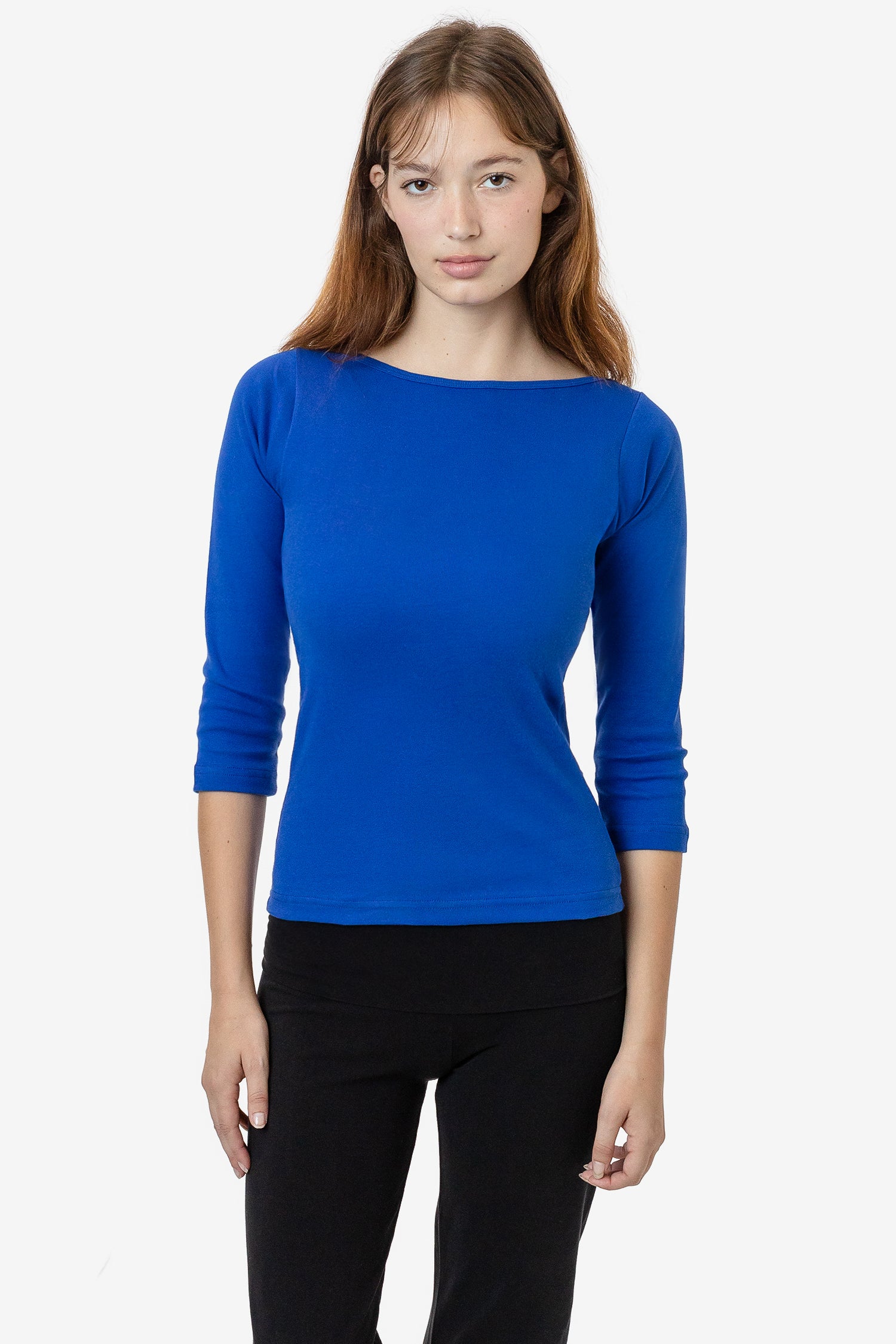 43044 - Baby Rib 3/4 Sleeve Boatneck Top