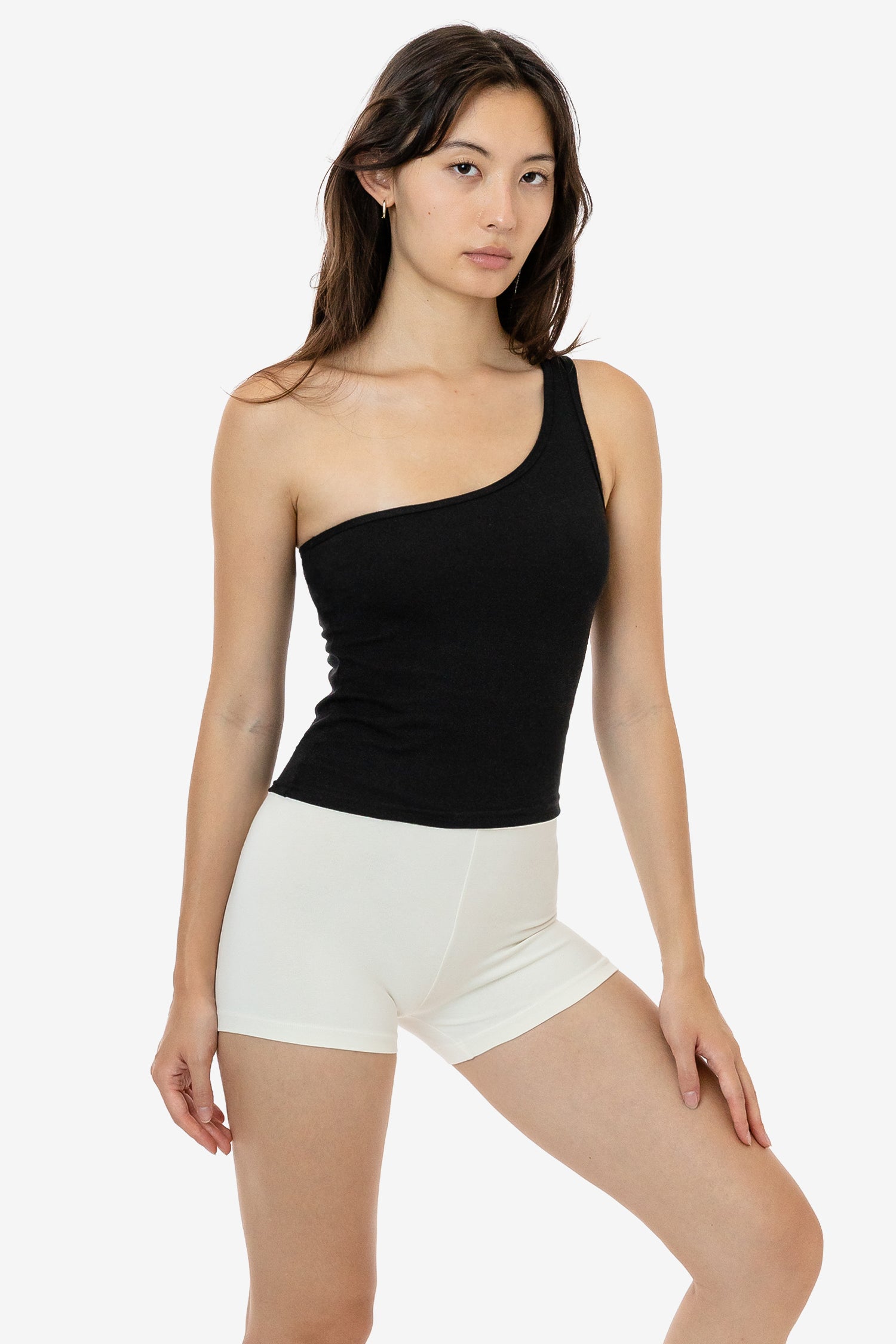 Los Angeles Apparel | Baby Rib One Shoulder Top for Women in White, Size Small
