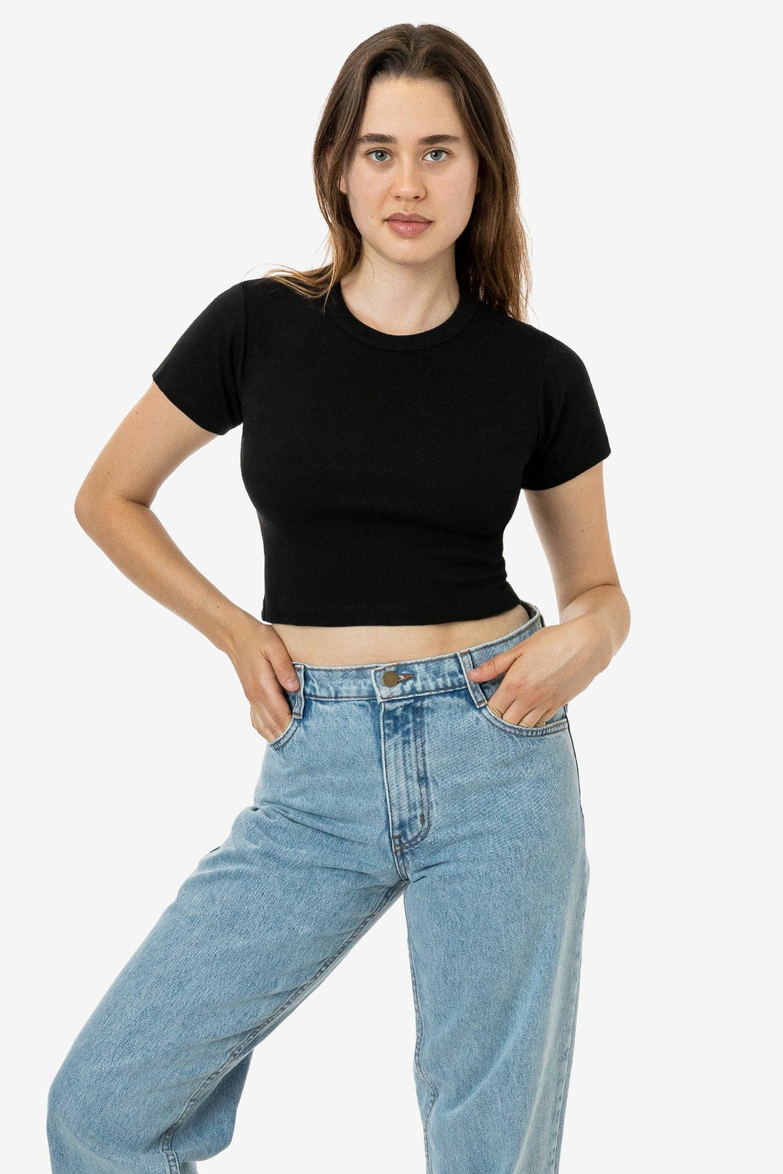 4325 - Baby Rib Short Sleeve Crop Tee – Los Angeles Apparel