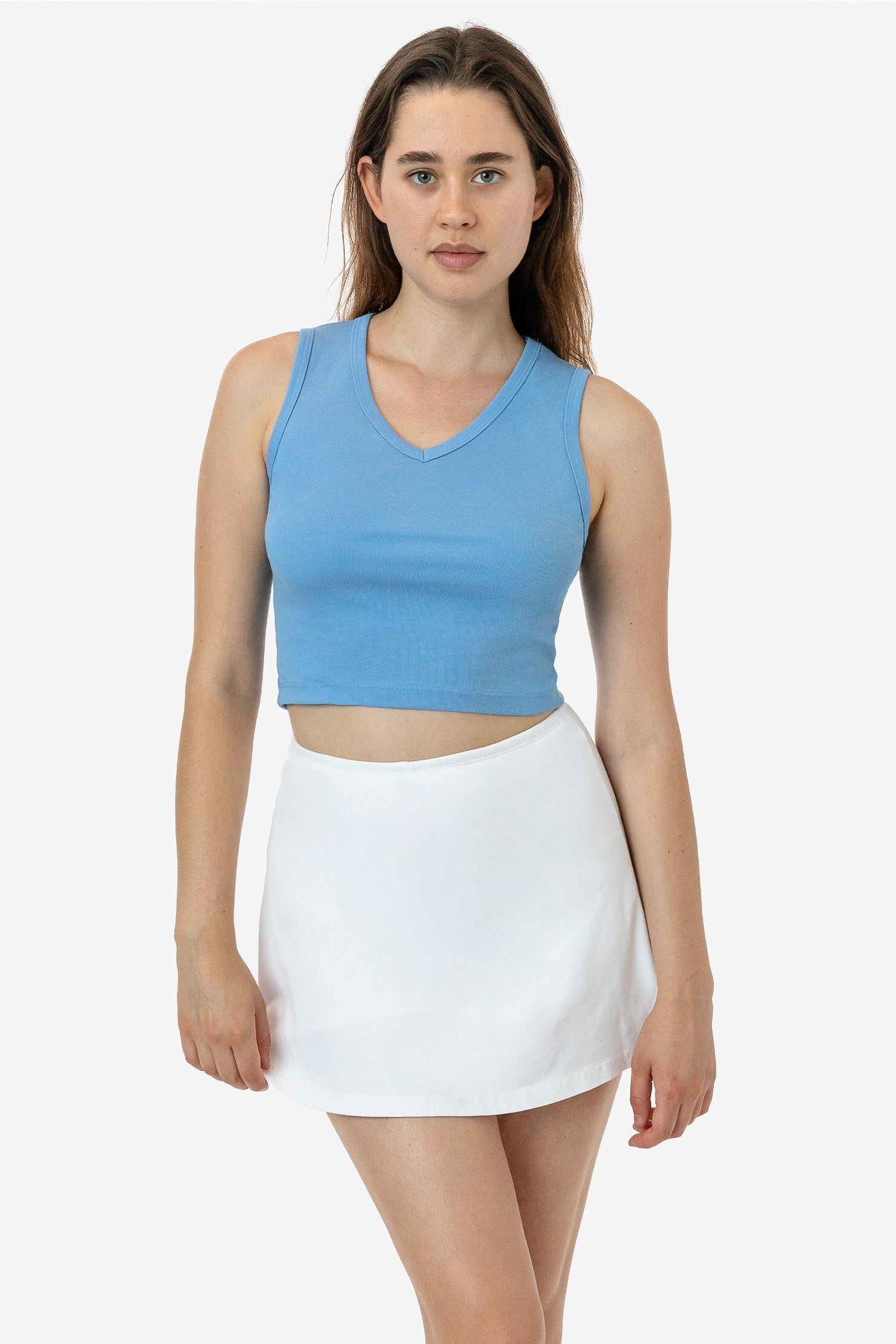 4357 - Baby Rib Sleeveless V-Neck Crop Tank – Los Angeles Apparel