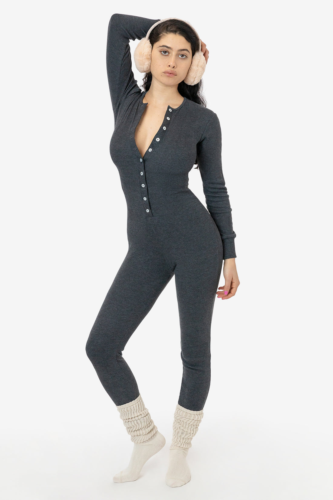 4390 - Poly Cotton Rib Henley One Piece – Los Angeles Apparel