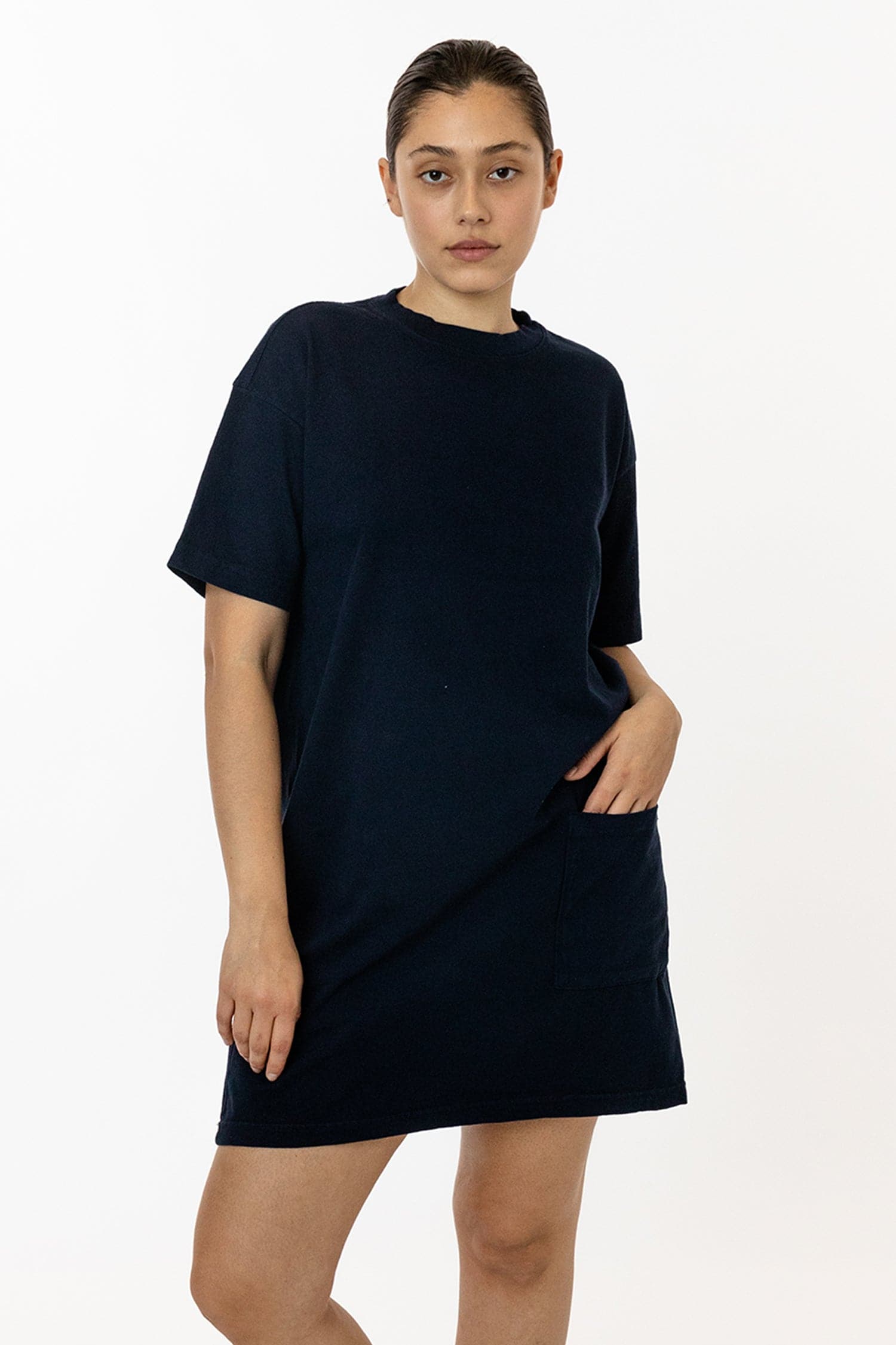 1431GD - Garment Dye Oversized T-shirt Dress, Navy / M/L 1431GD - Garment Dye Oversized T-shirt Dress, Navy / M/L