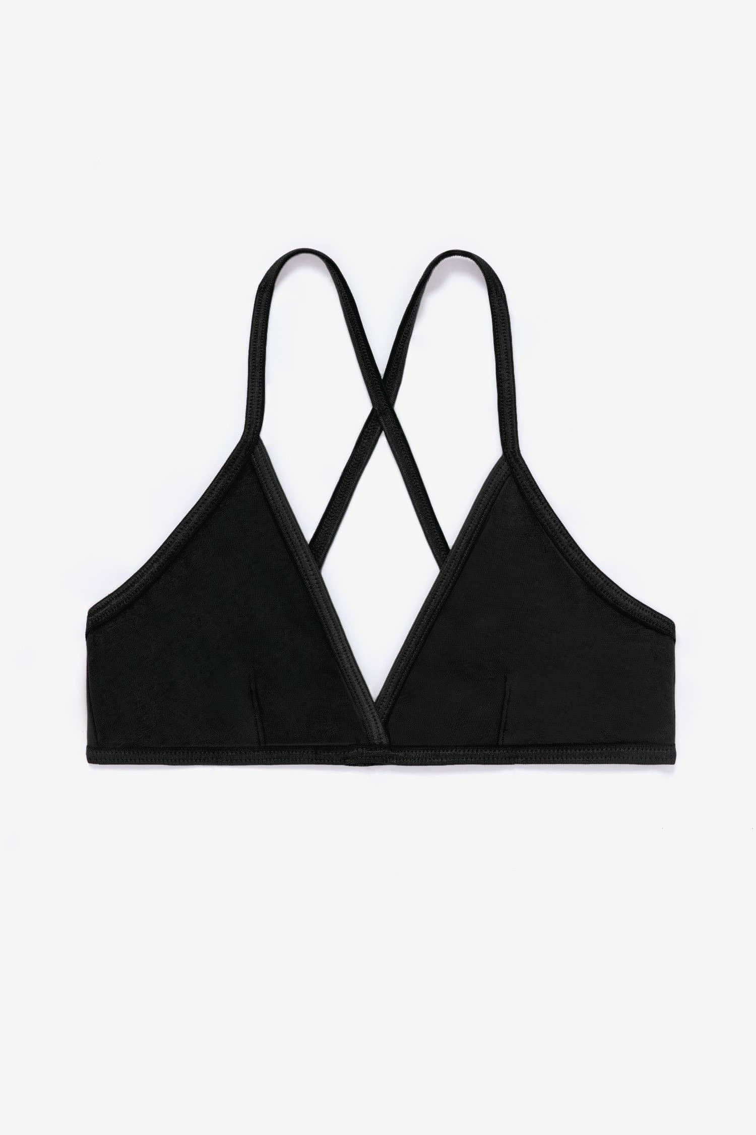 We Are We Wear poly blend mesh bralet with seam detail in black