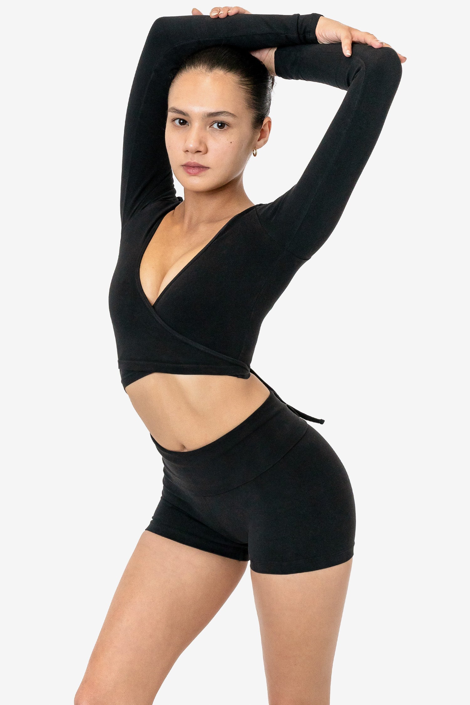 Foldover-Waist Lightweight French Terry Yoga Shorts -- 4-inch inseam