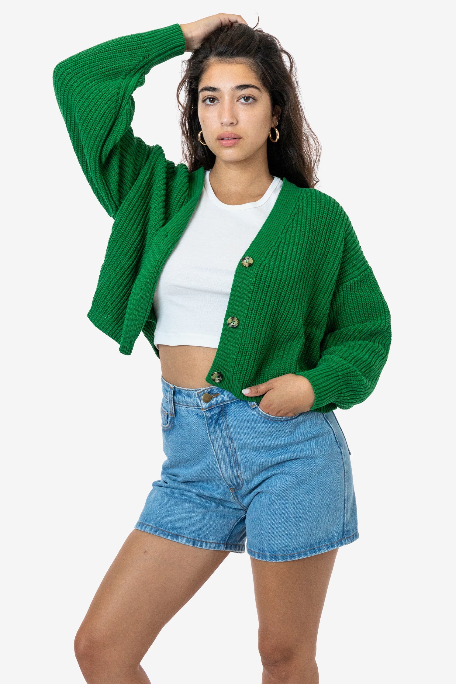 Green cropped deals cardigan