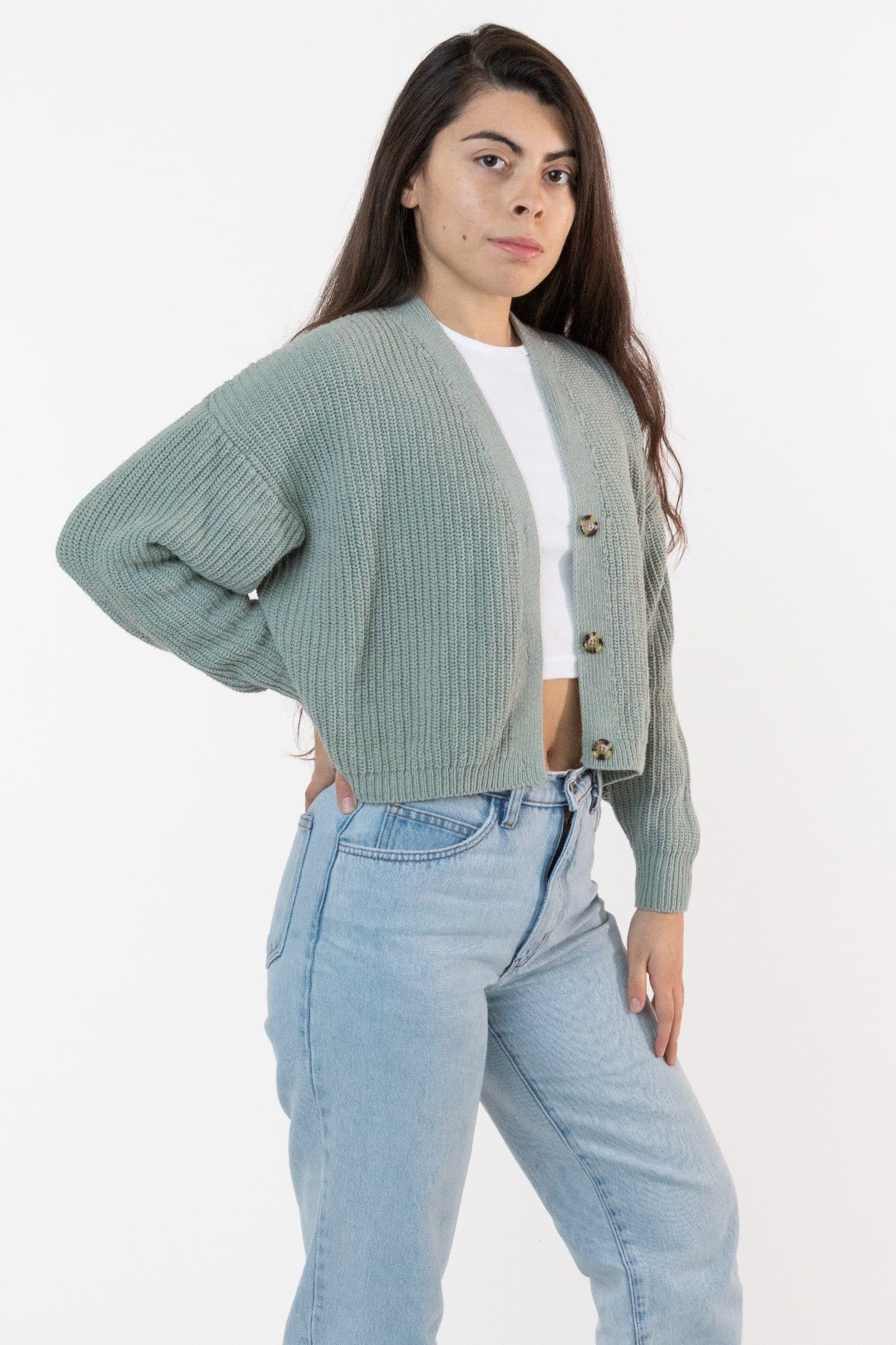 Light green deals cardigan outfit