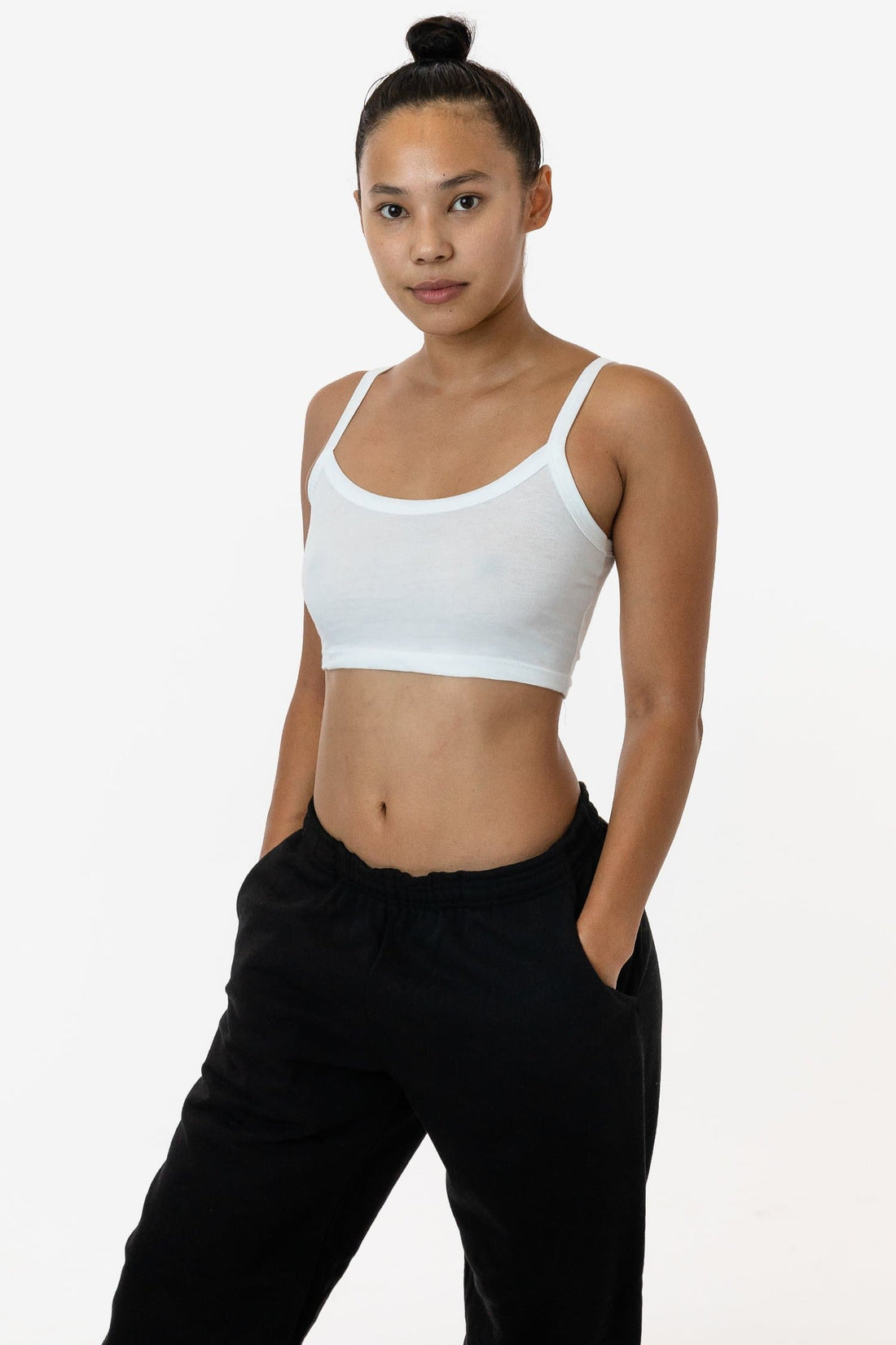 FF016 - Poly Cotton Cropped Spaghetti Tank Top – Los Angeles Apparel
