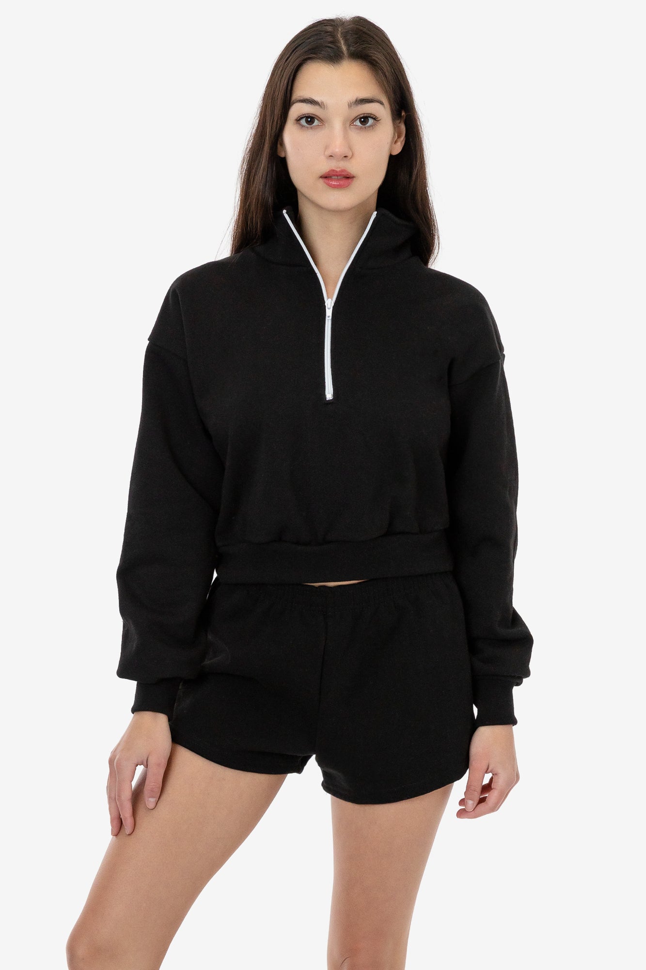 MOLayys Crop Sweatshirt,Women Half Zip Oversized Sweatshirts Long Sleeve  Solid Color Drop Shoulder Fleece Workout Pullover