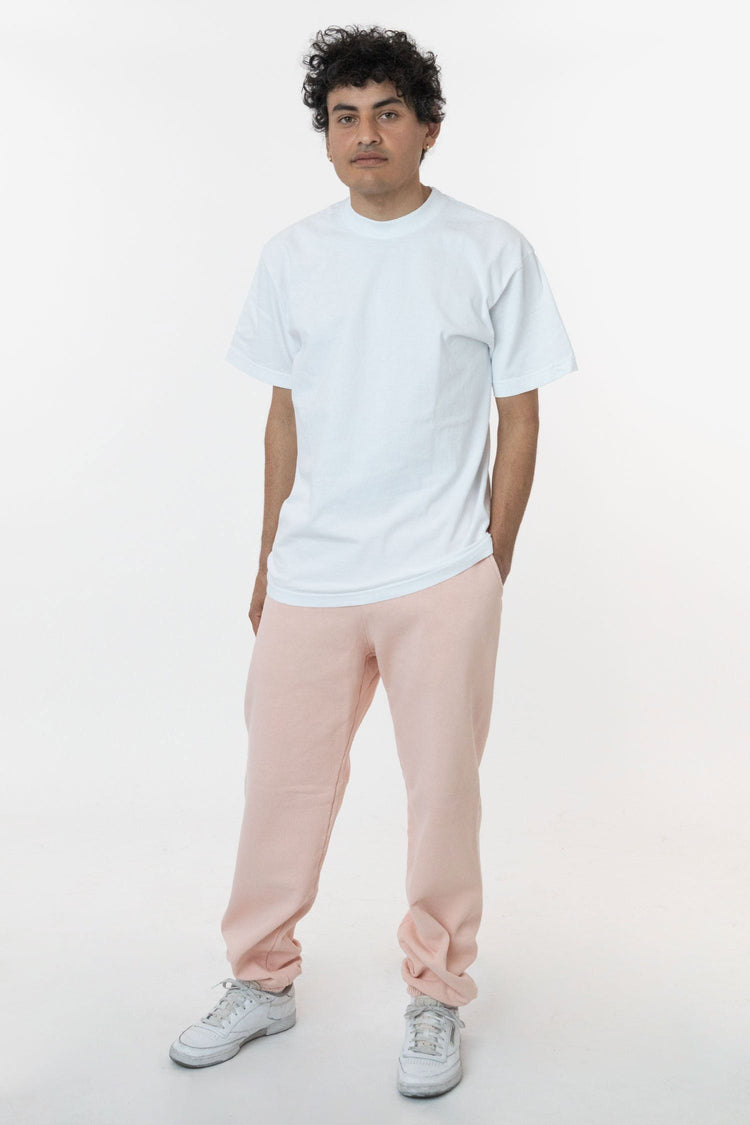 Los Angeles Apparel | Garment Dye Heavy Fleece Sweatpant (New & Now) for Men in Seashell Pink, Size Small