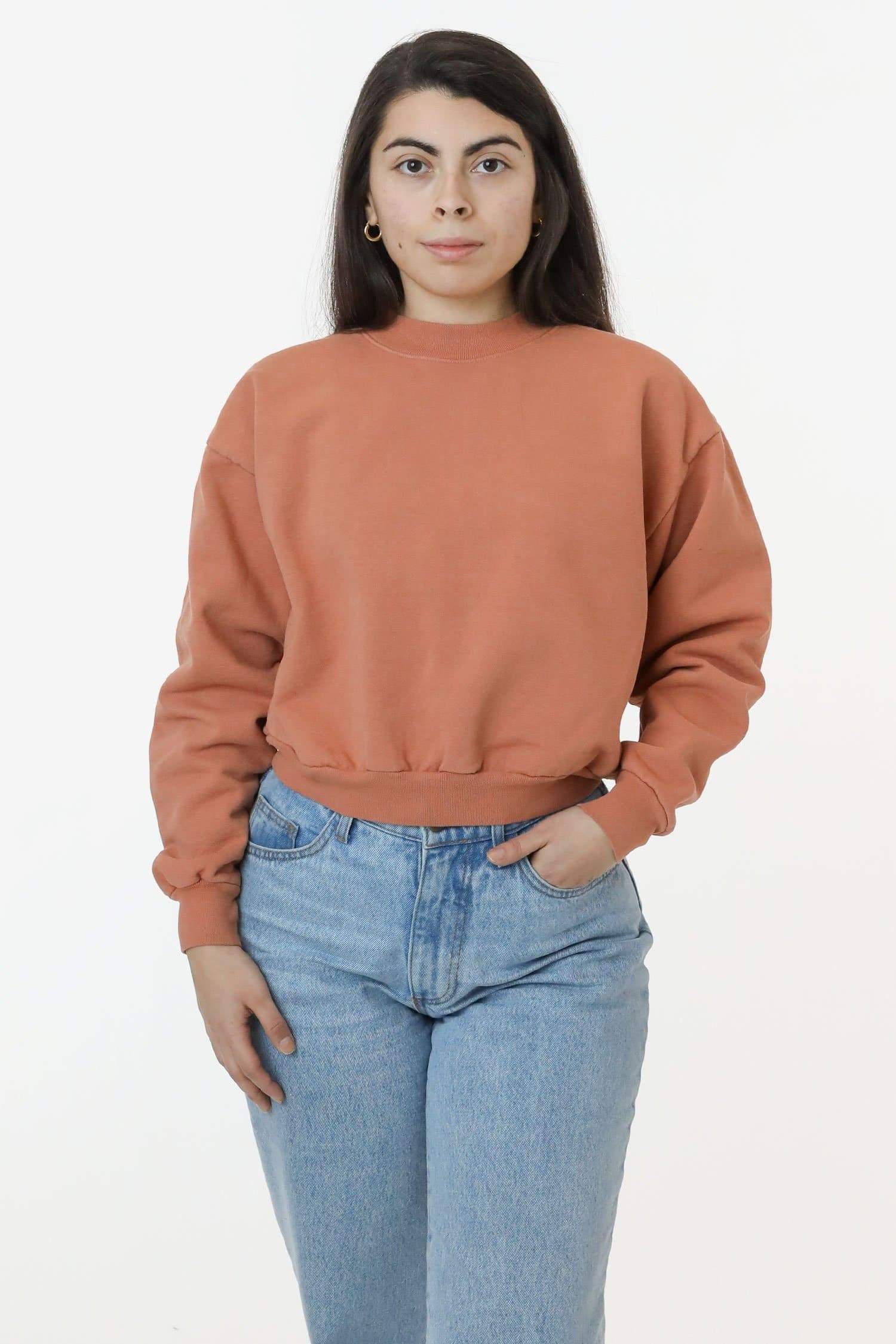 HF06GD - 14 oz Garment Dye Heavy Fleece Cropped Mock Neck Pullover