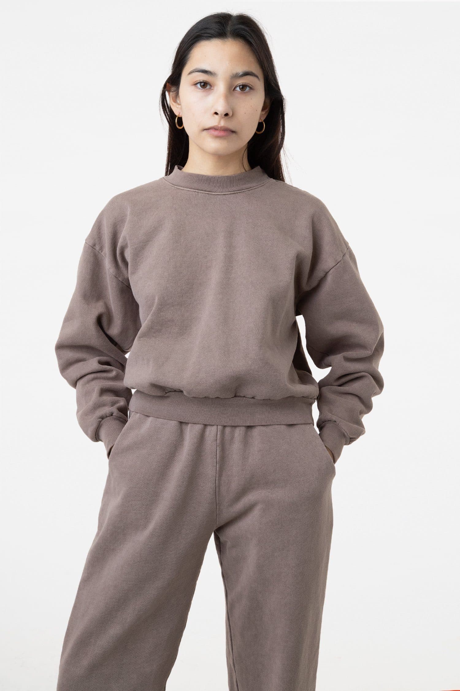 HF06GD - 14 oz Pigment Dye Heavy Fleece Cropped Mock Neck Pullover