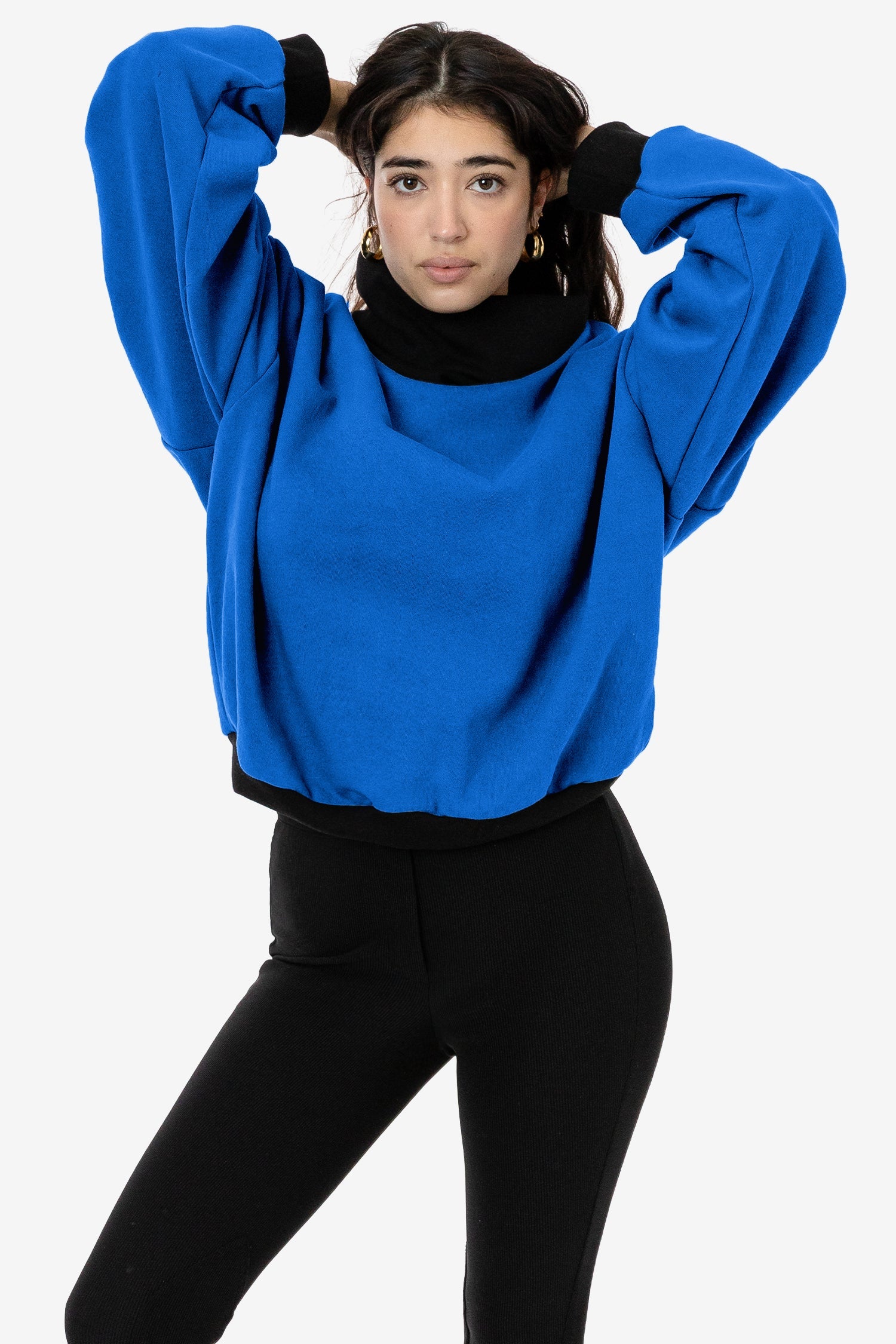 HF-313 - Heavy Fleece Oversized Turtleneck Sweater with Contrast