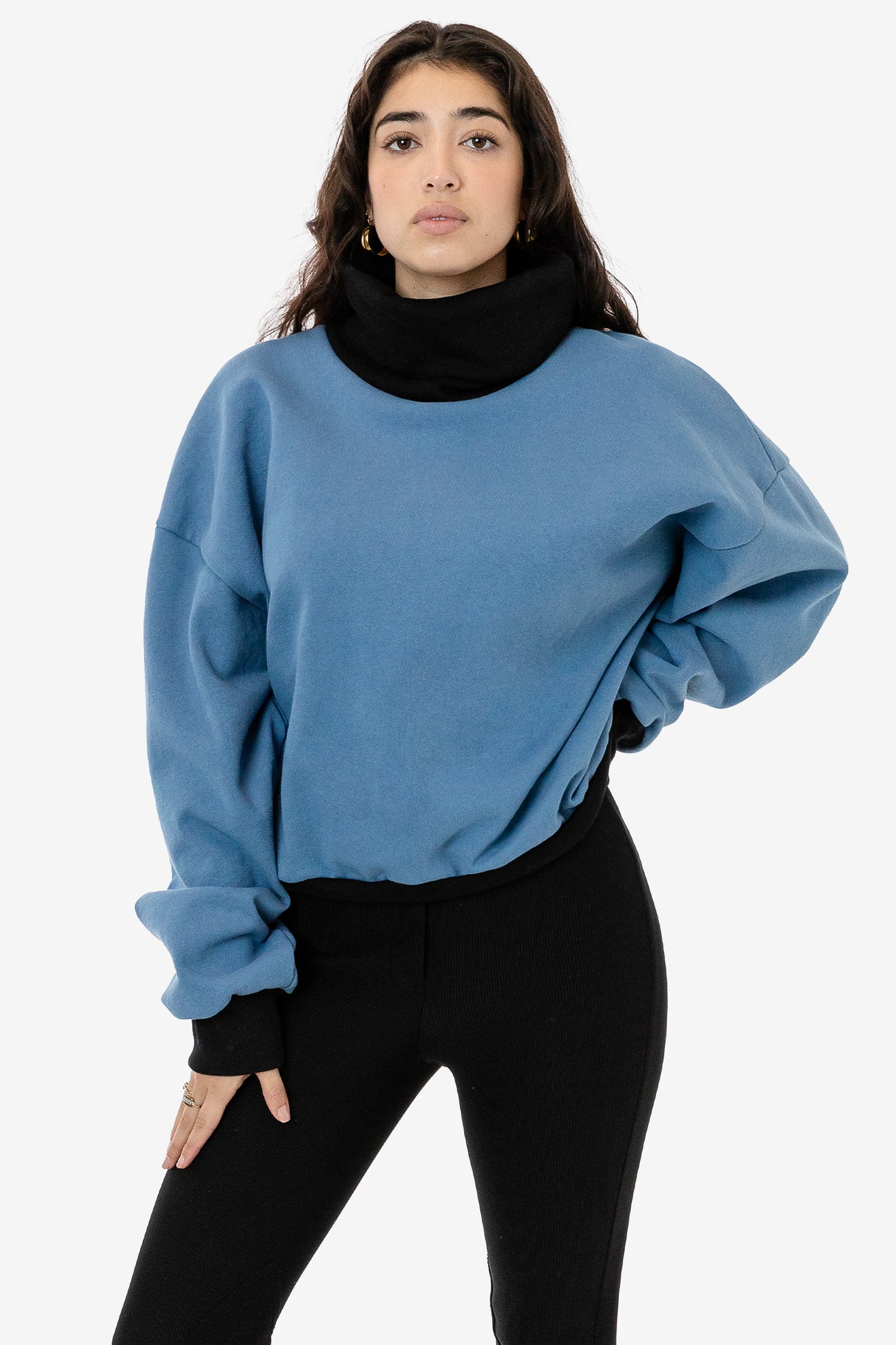 HF-313 - Heavy Fleece Oversized Turtleneck Sweater with Contrast