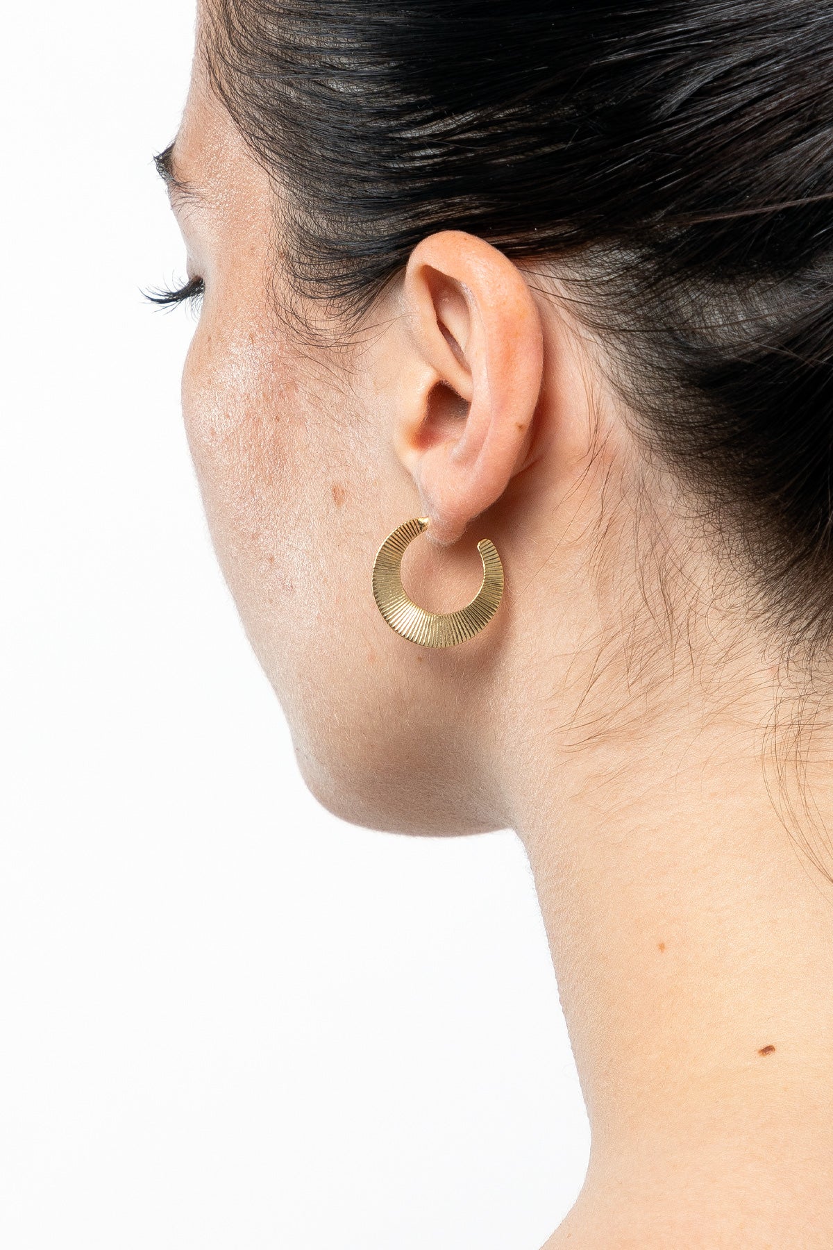 Gold moon on sale hoop earrings