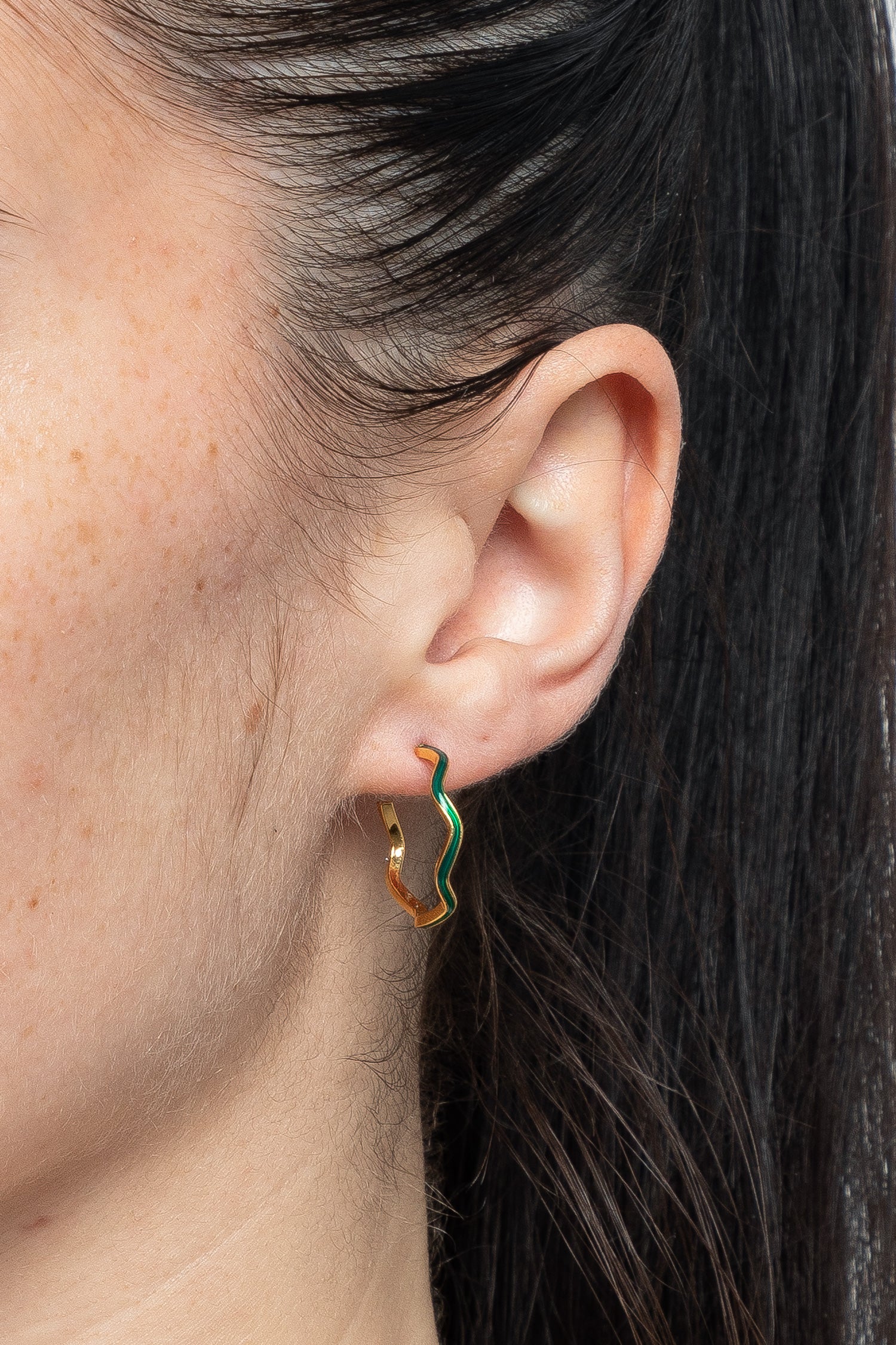 Wavy order Earrings-Green