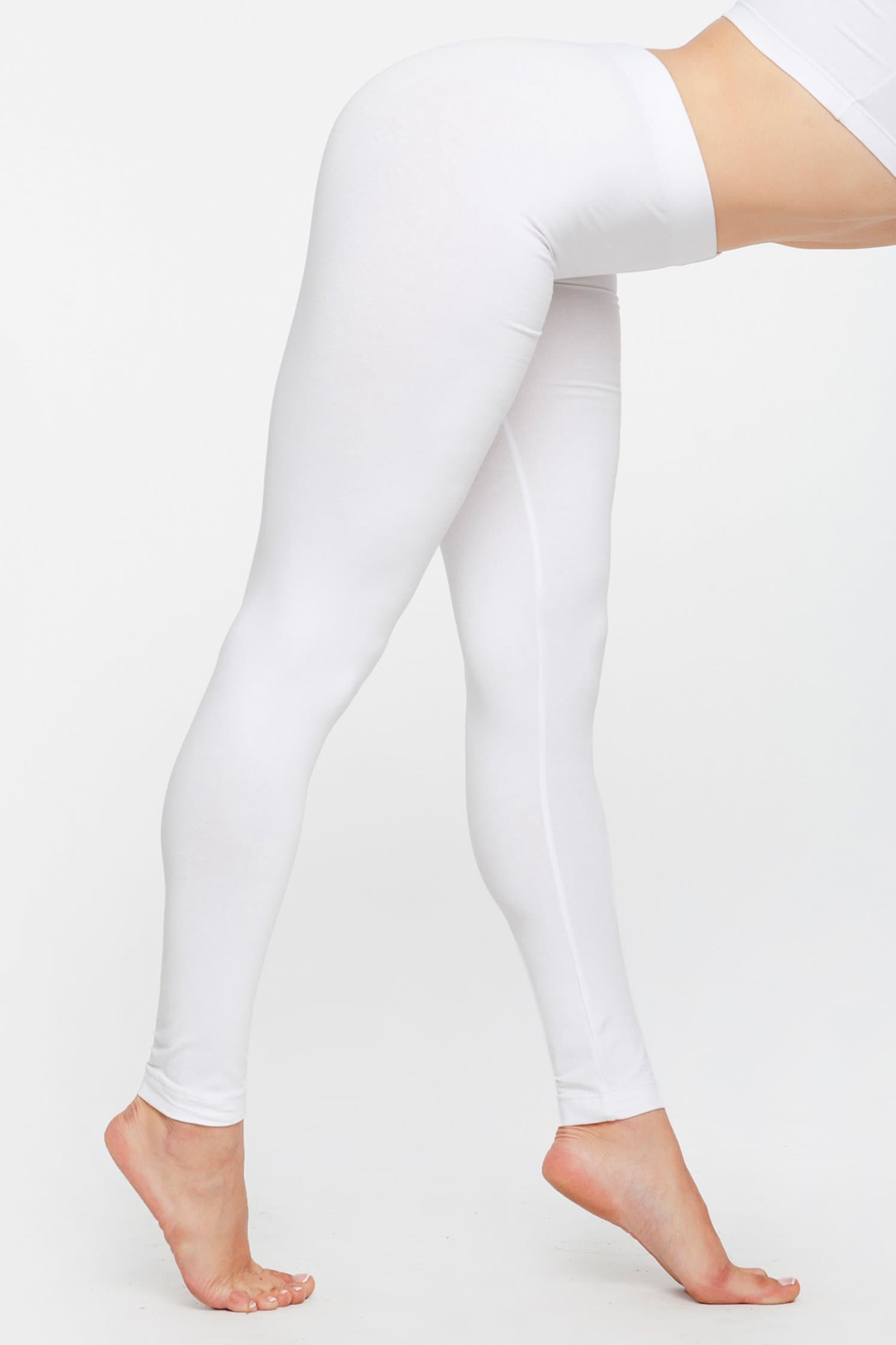 Elastic Waist Full Length 4 Way Stretchable Cotton Lycra Leggings - White -  Tito's Fashion House