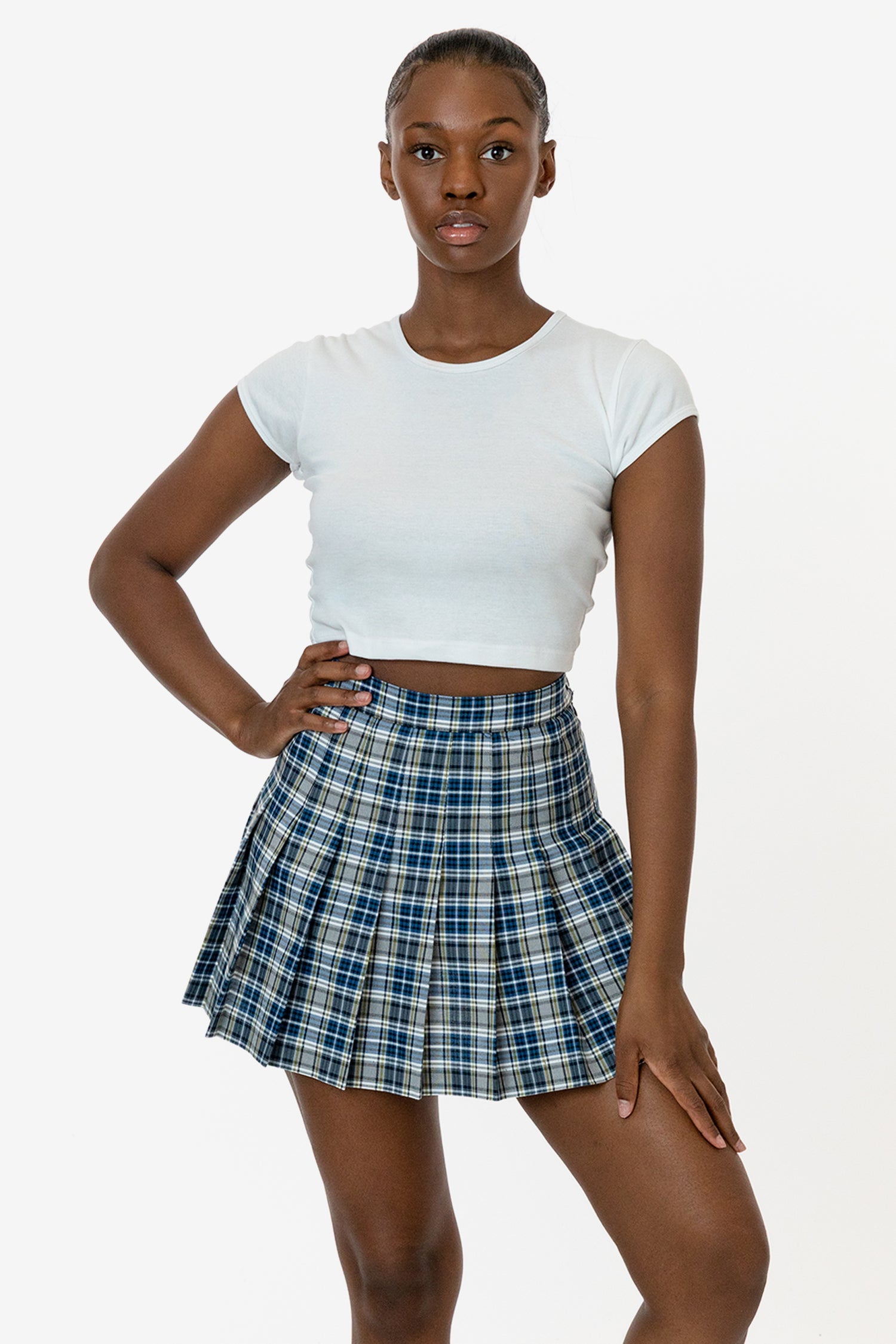 Gray black and outlet white plaid skirt