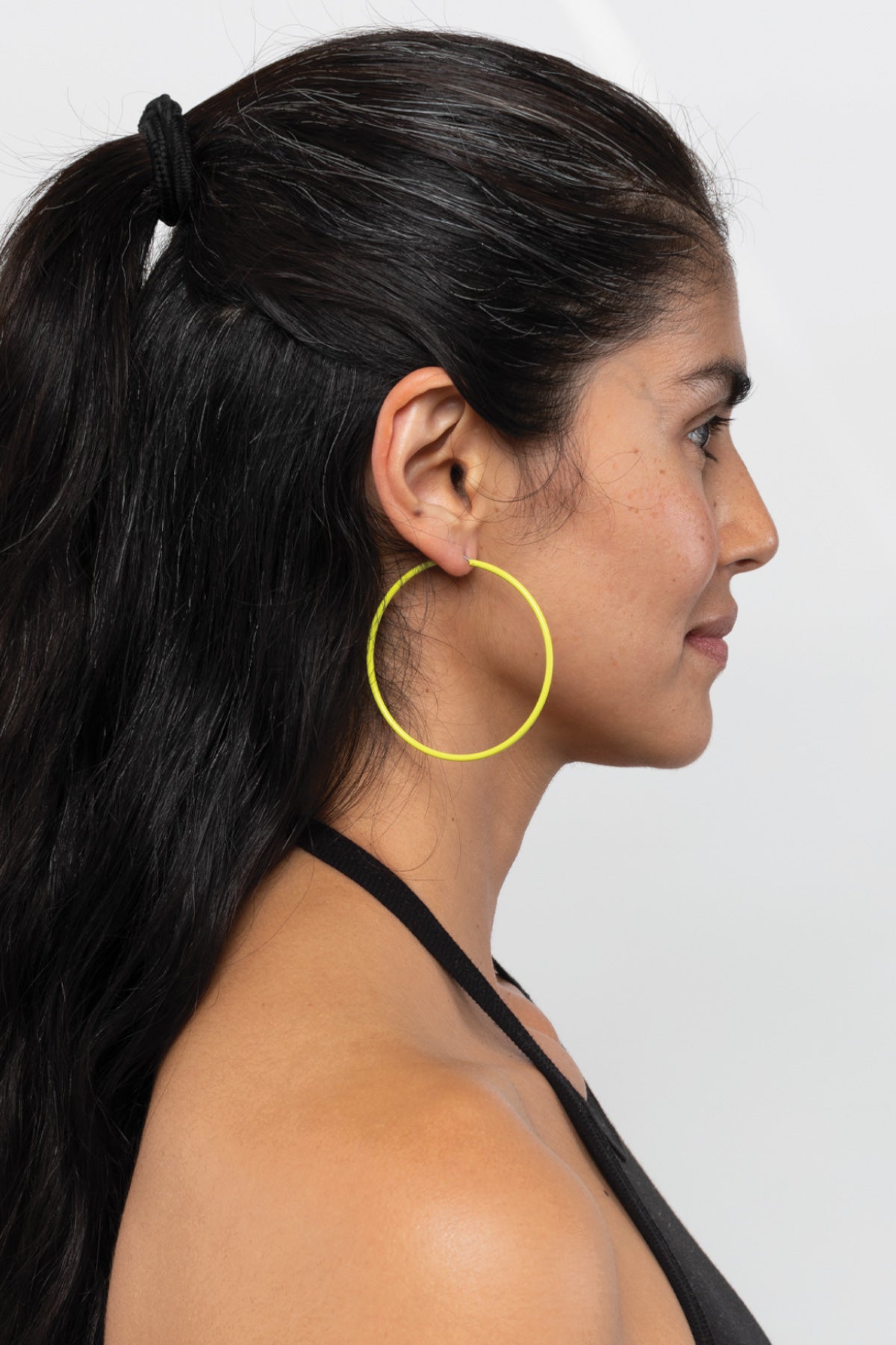 JWLNHE Neon Yellow Hoop Earrings - Main Image