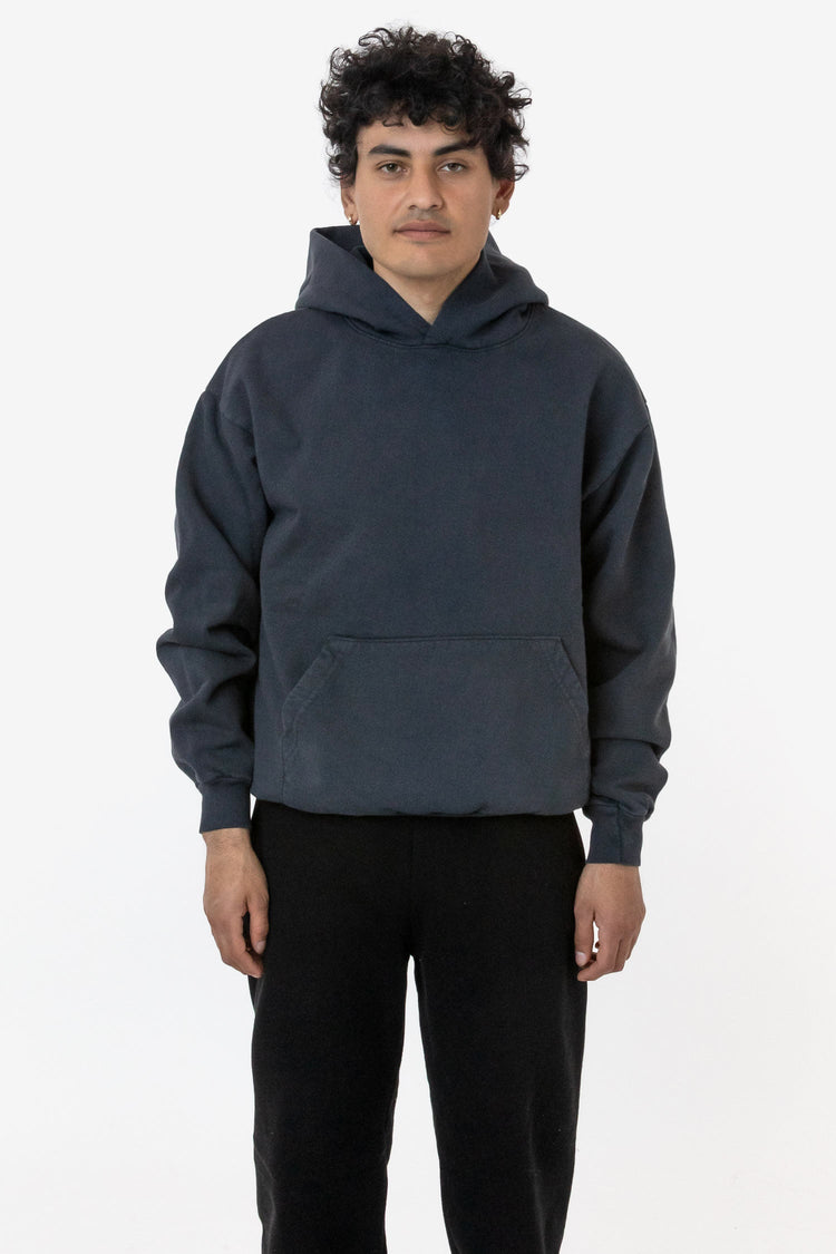 Los Angeles Apparel | Garment Dye Heavy Fleece Hooded Pullover Sweatshirt (New & Now) for Men in Dolphin Blue, Size Medium