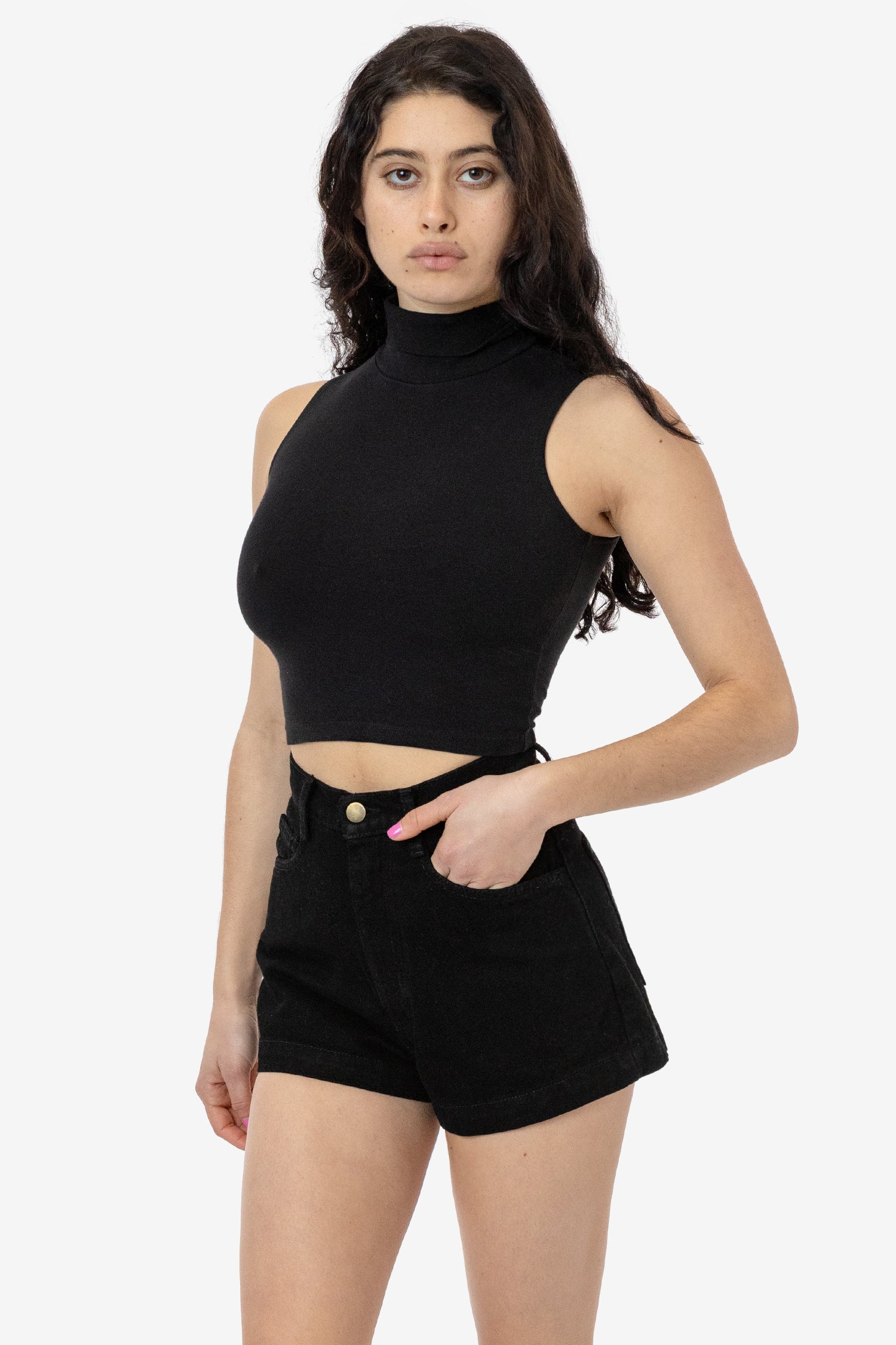 83073GD Garment Dye Sleeveless Turtleneck Crop Top – Los Angeles