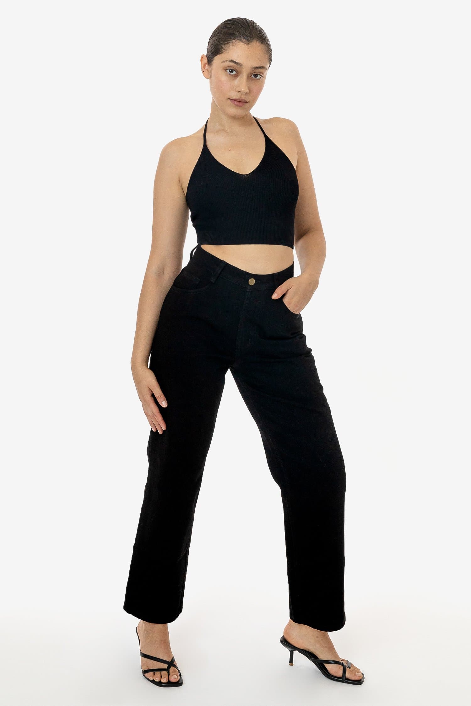 Black Snatched Rib Tube Top, Tops
