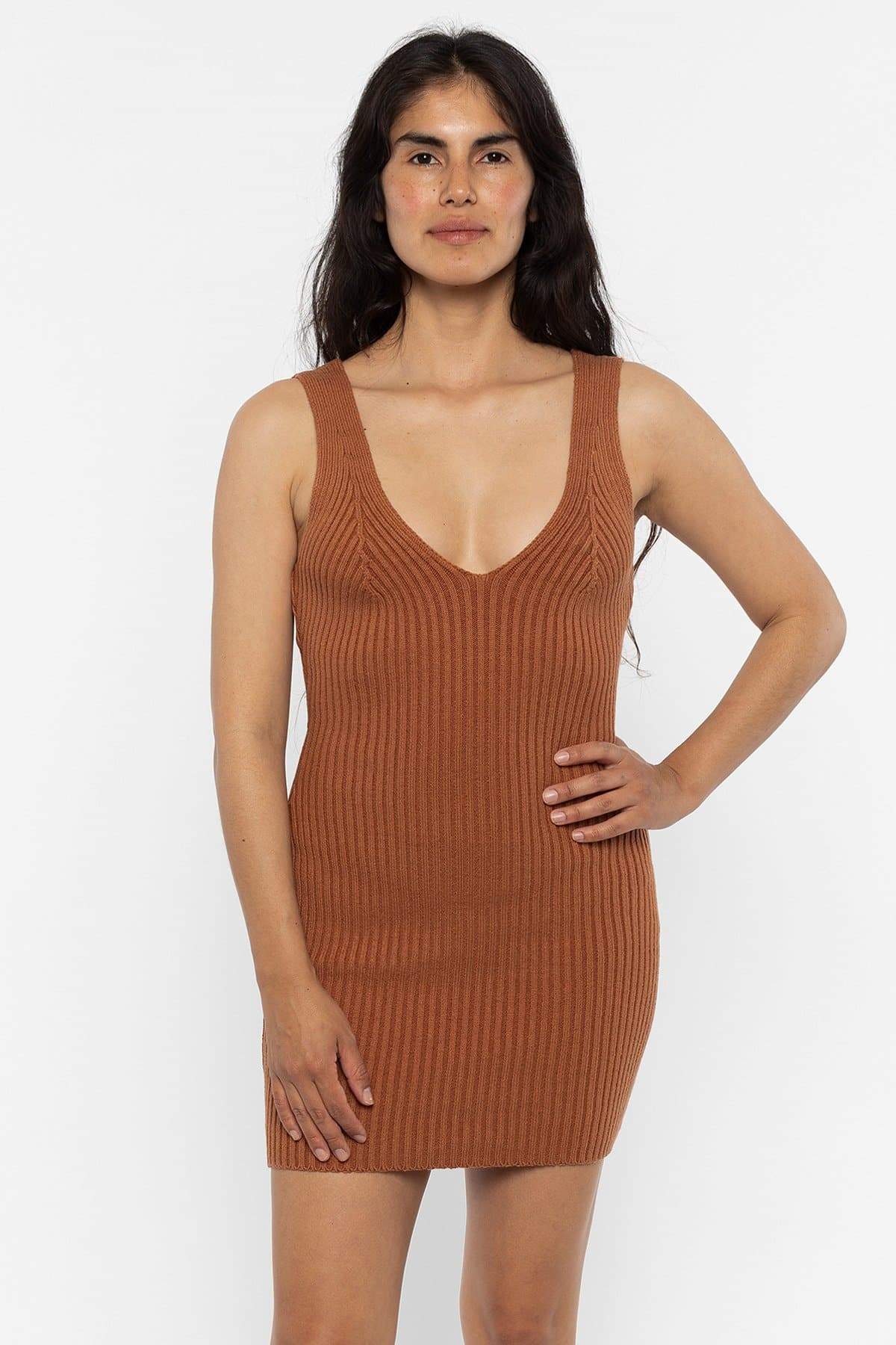 RFK226 - Ultra Heavy Knit Ribbed V Neck Dress RFK226 - Ultra Heavy Knit Ribbed V Neck Dress