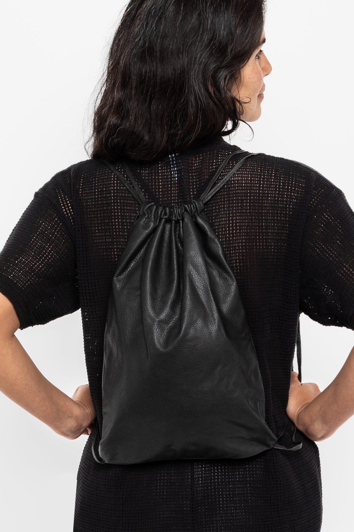 Mens Leather Drawstring Bag Detroit Drawstring Handmade Upcycled