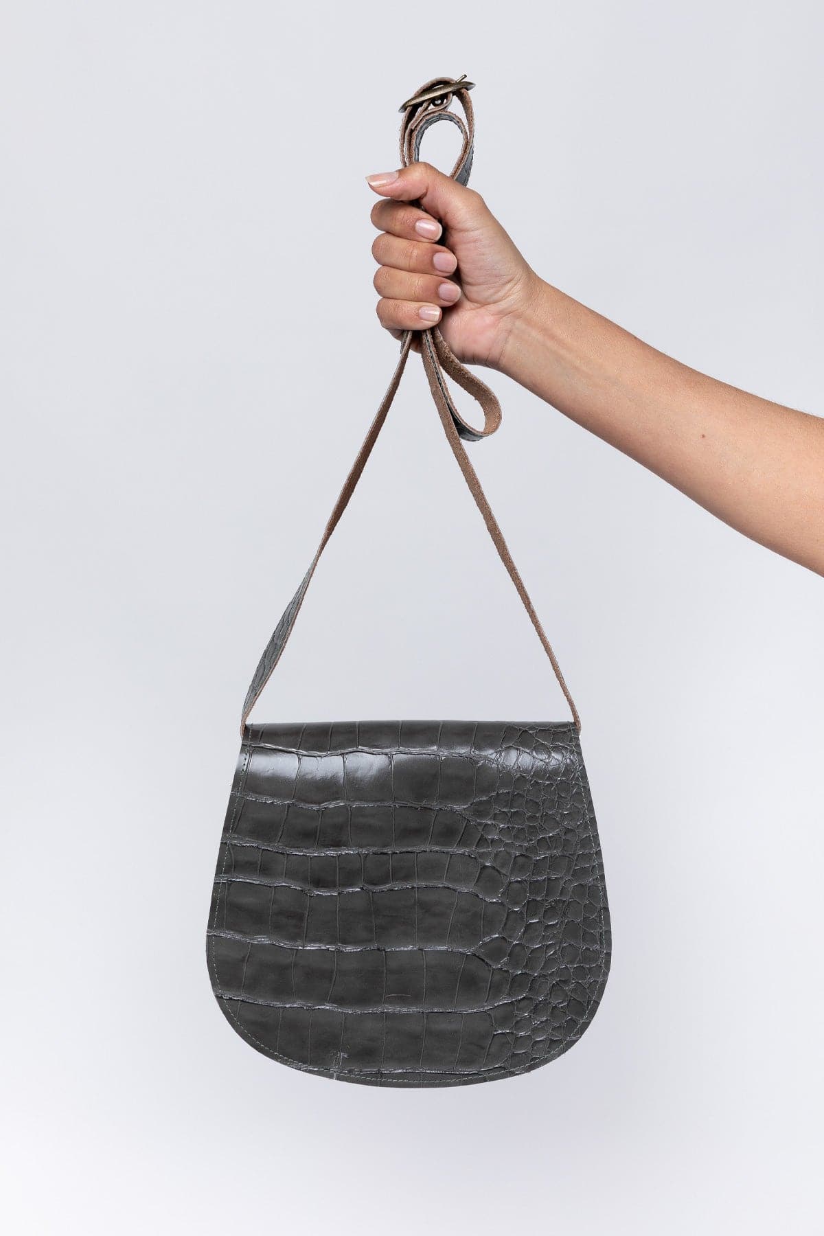Crocodile Pattern Shell Bag, Metallic Color Crossbody Bag, Fashion