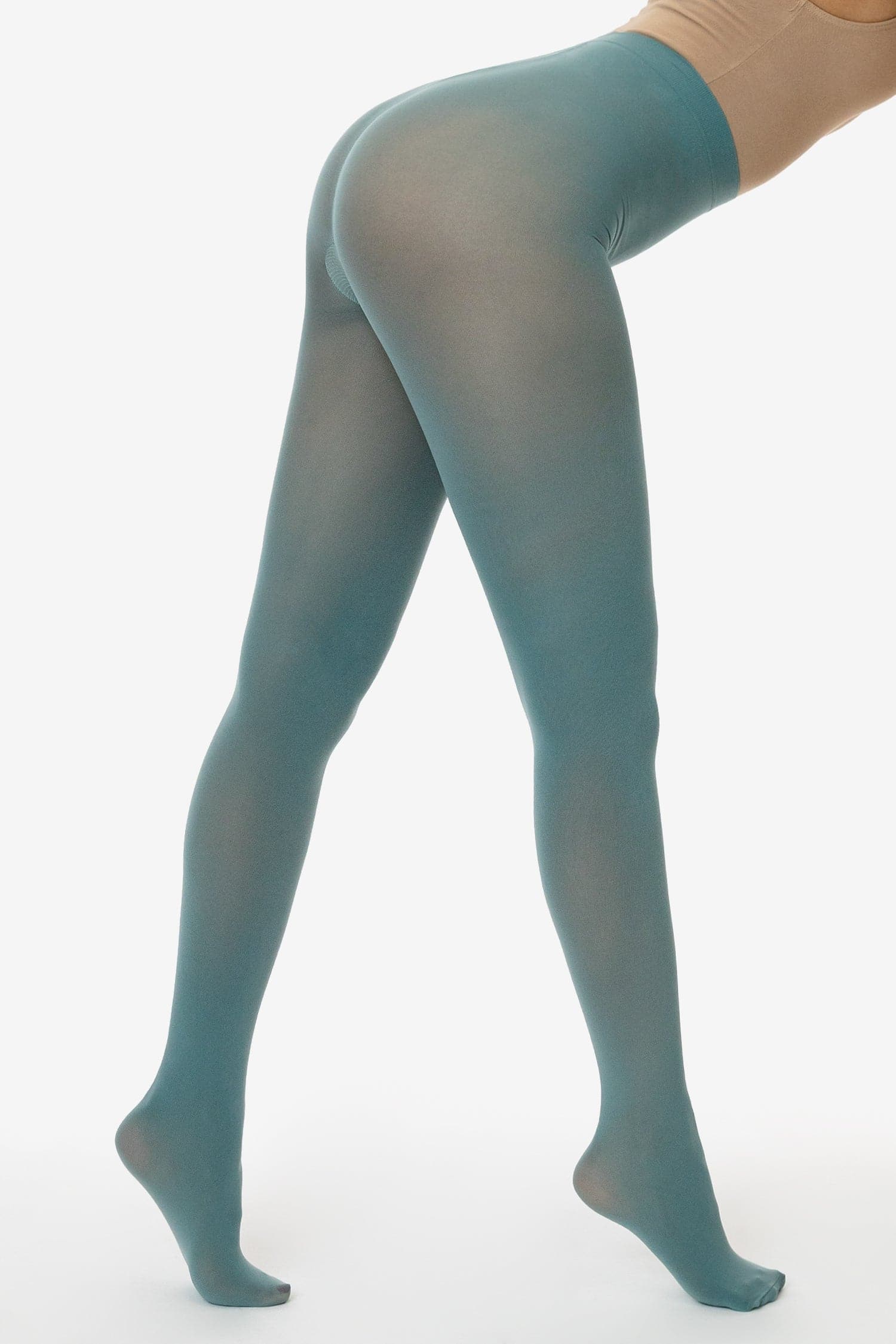 Dark Teal Turquoise Blue Green Opaque Tights