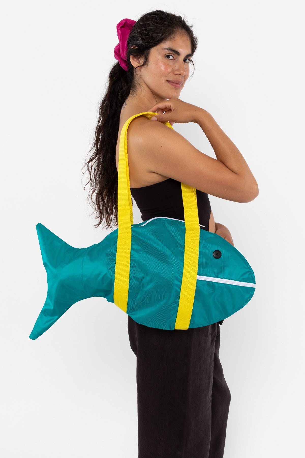 Los Angeles Apparel | Gold Fish Nylon Bag in Turquoise