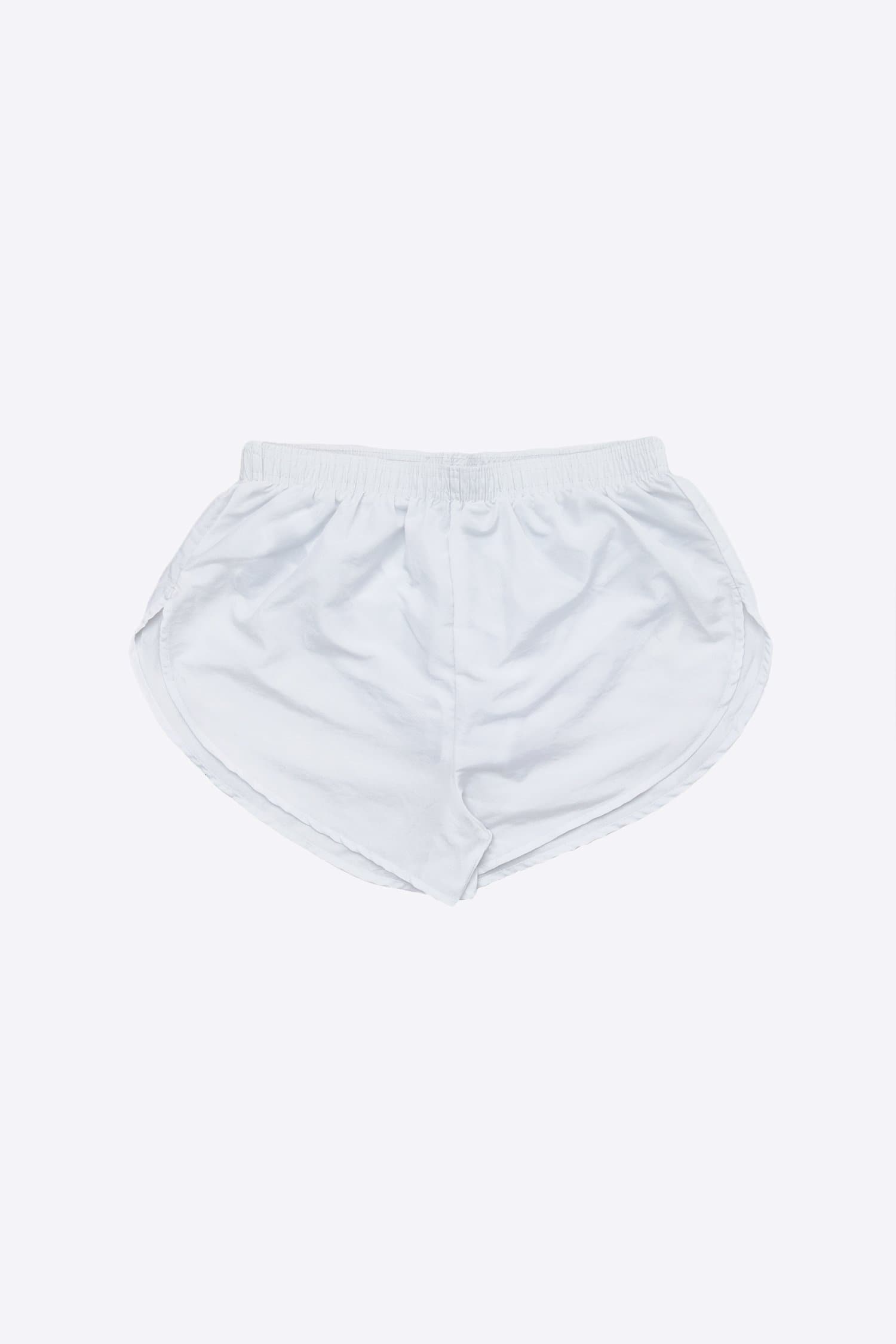 WHITE RETRO FIT NYLON SHORTS WITH A CONTRAST SIDE BAND
