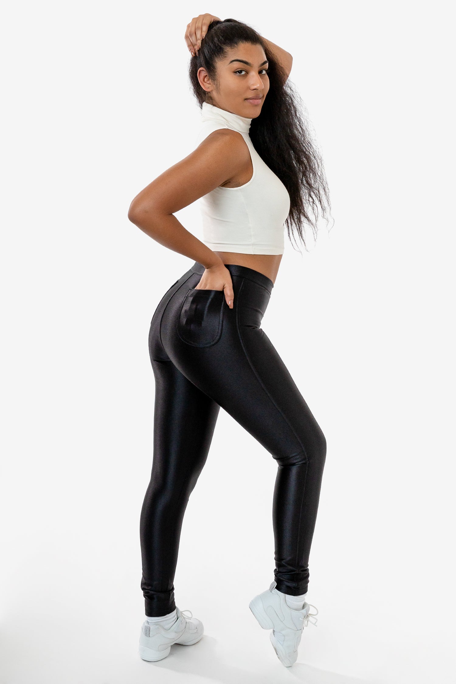 Black high waisted disco pants sale