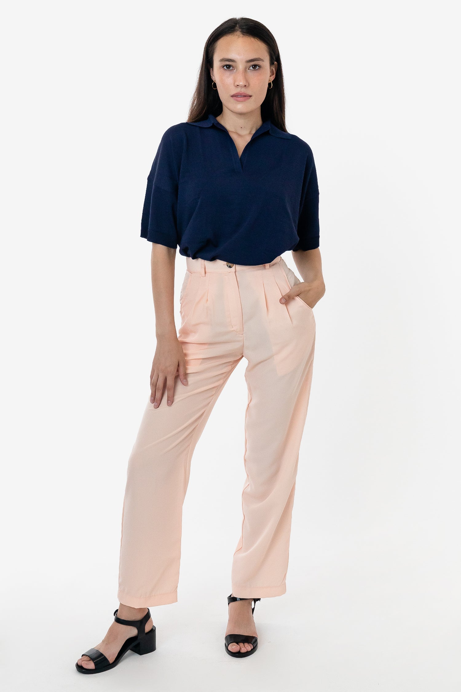 RSAPP350 - Poly Pleated Straight Leg Pant