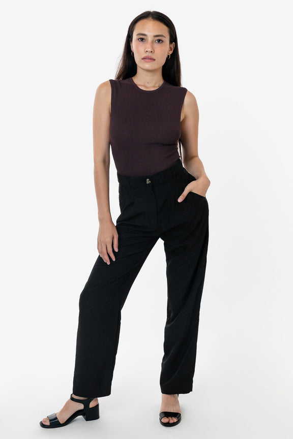 RSAPP350 - Poly Pleated Straight Leg Pant – Los Angeles Apparel