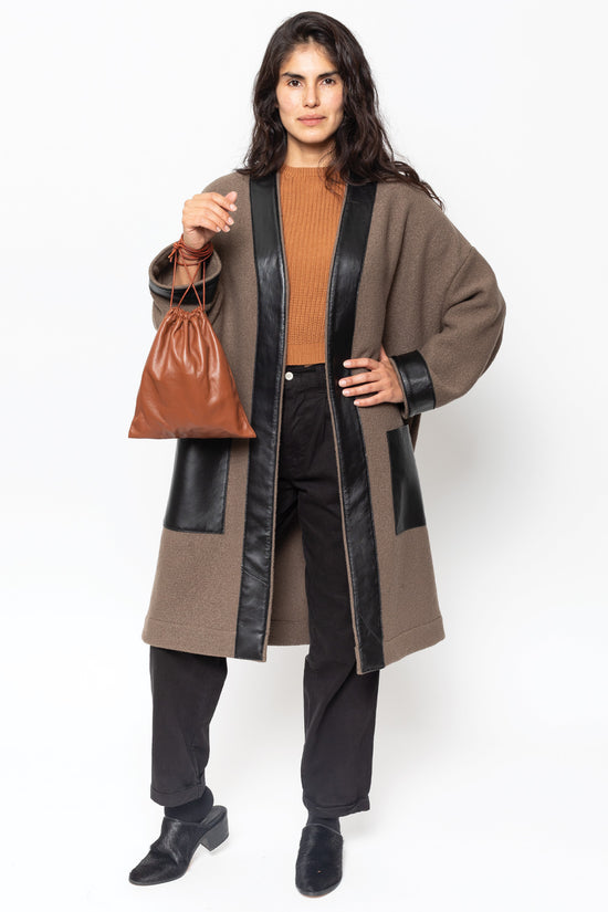RWL100 - Wool Coat with Leather Trim – Los Angeles Apparel