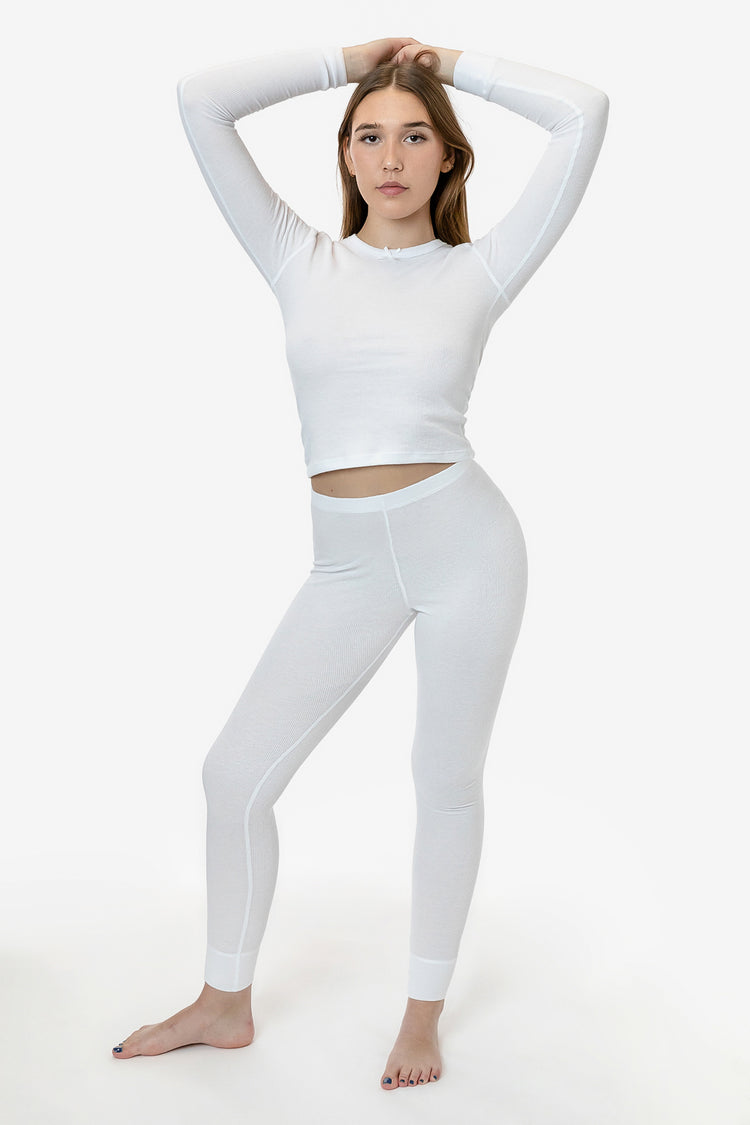 ViCherub Women's Thermal Set in White - Long Sleeve Top and Pants - XL