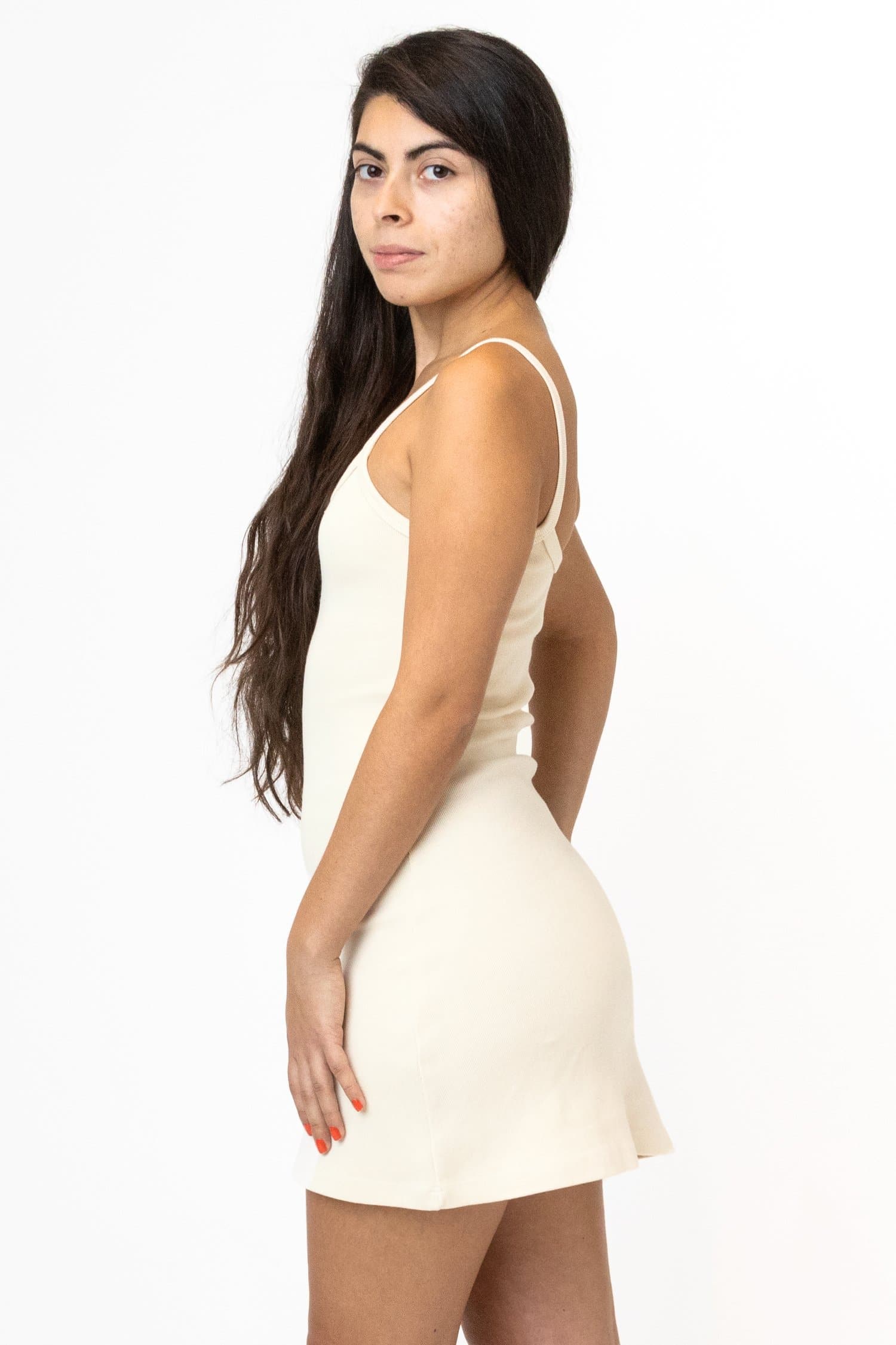 los angeles apparel heavy rib spaghetti mini dress 14R317